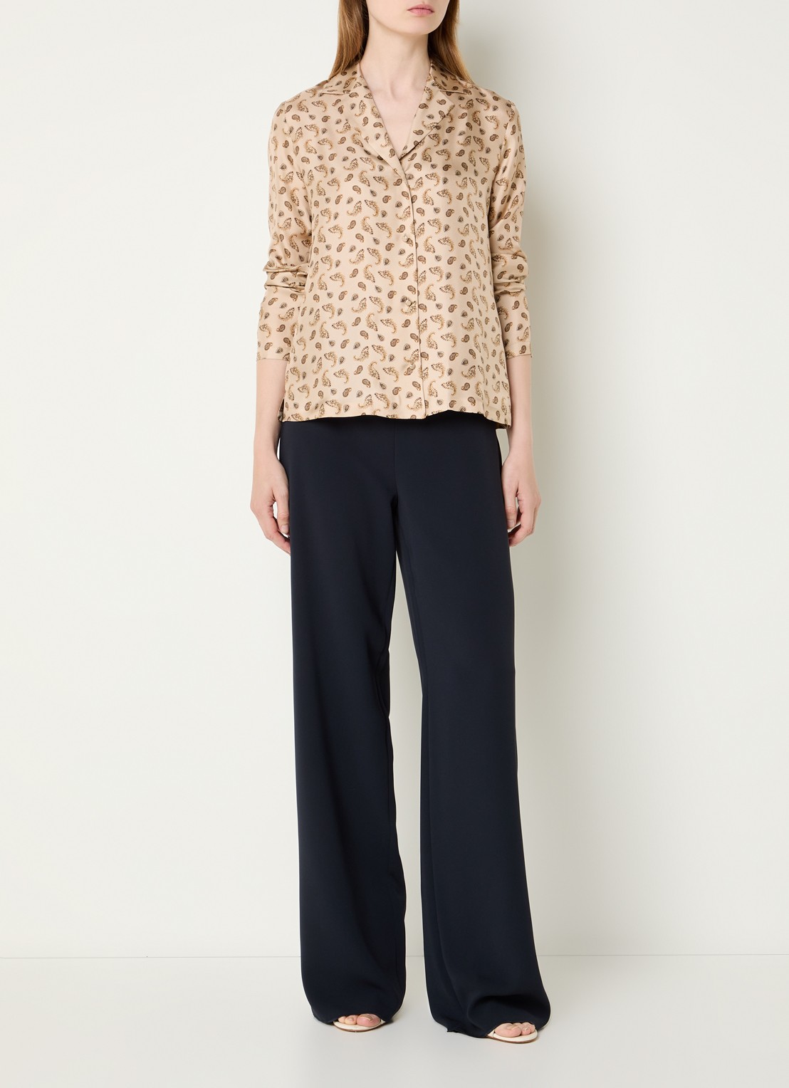 Max Mara Udente blouse van zijde met paisley dessin - voorkant 4 beige
