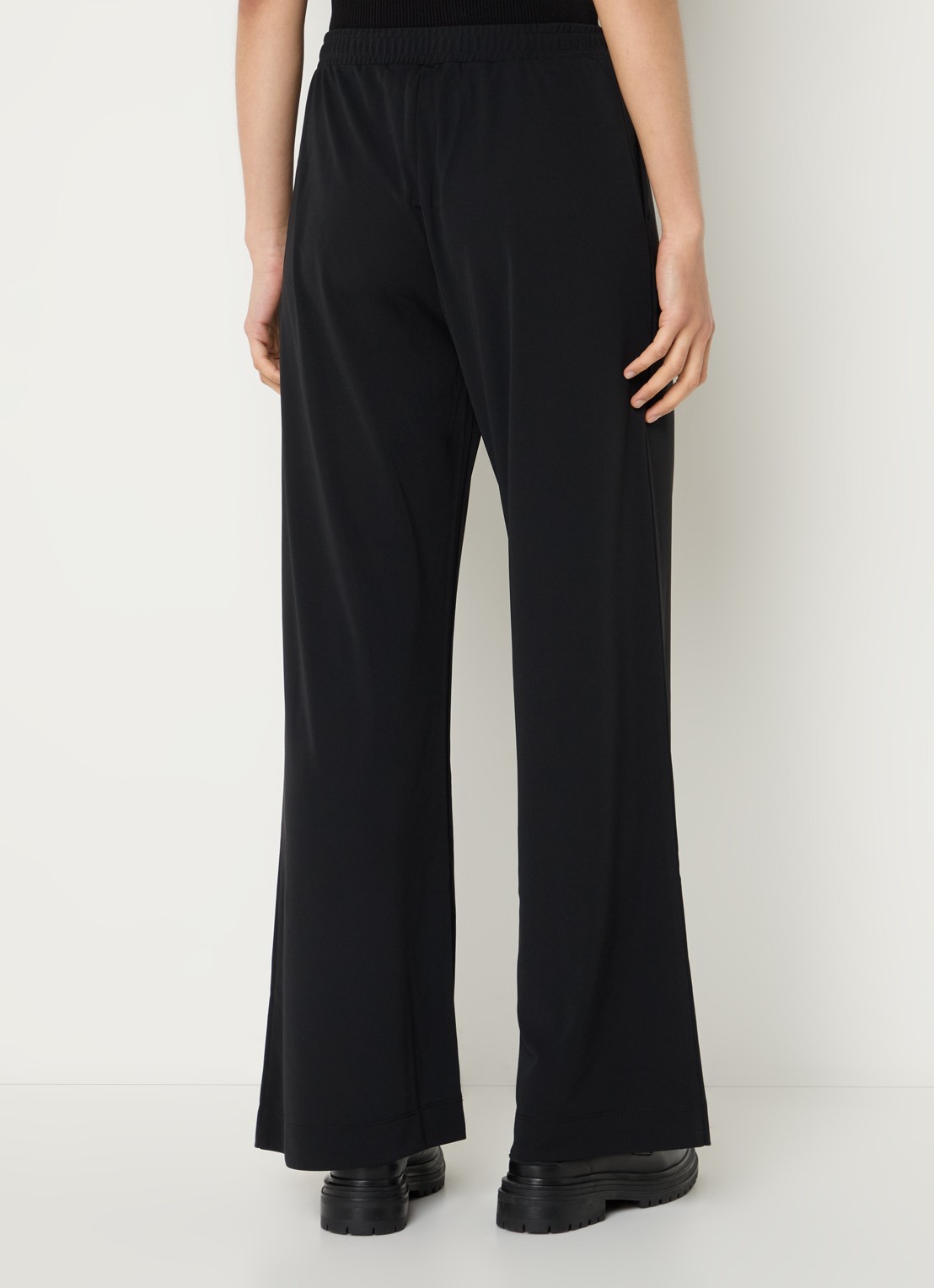 Max Mara Veles mid waist loose fit pantalon van jersey - achterkant zwart
