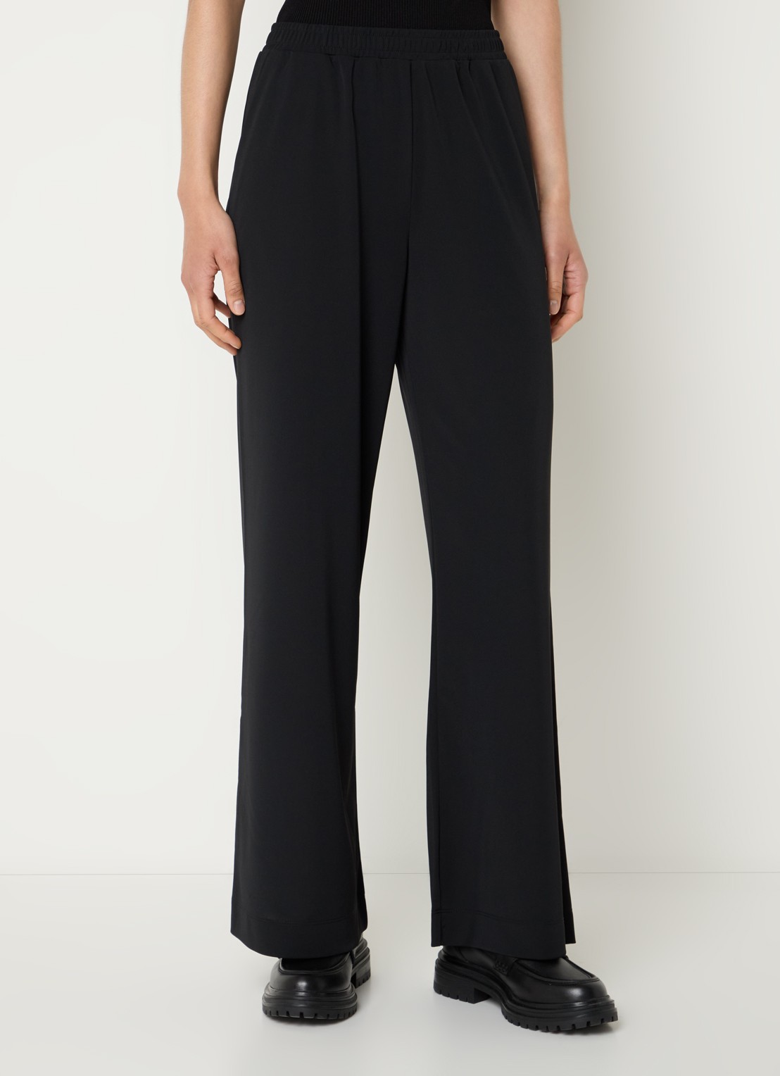 Max Mara Veles mid waist loose fit pantalon van jersey - detail 2 zwart