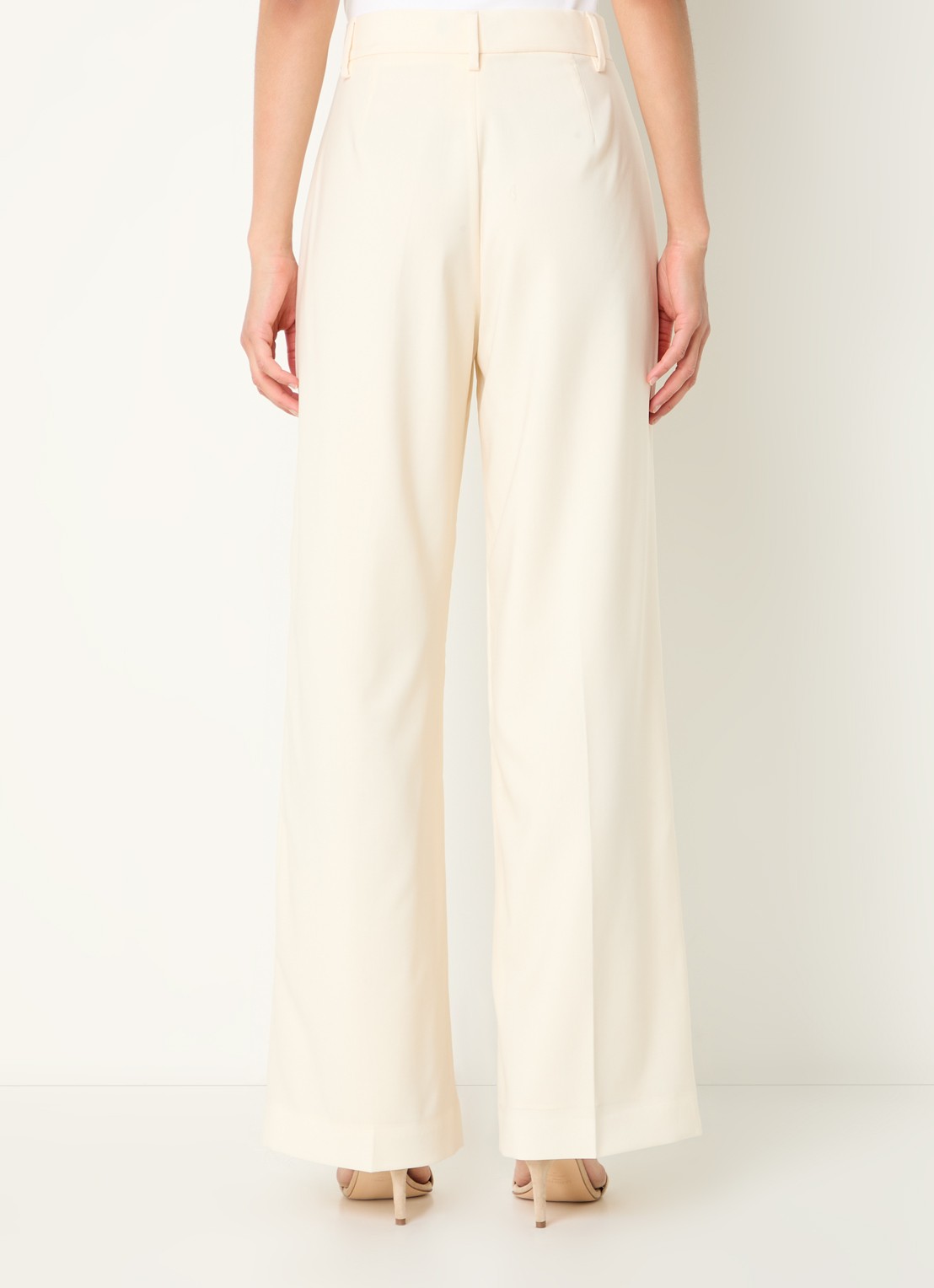 Max Mara Verdun high waist loose fit pantalon van scheerwol met steekzakken - achterkant 4 creme
