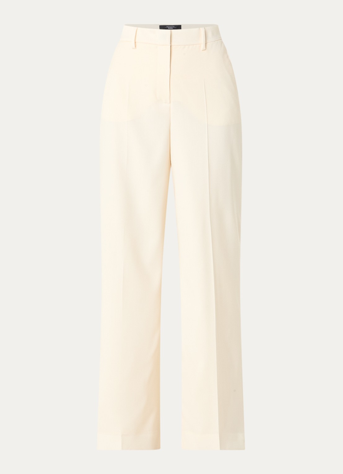 Max Mara Verdun high waist loose fit pantalon van scheerwol met steekzakken - voorkant 2 creme