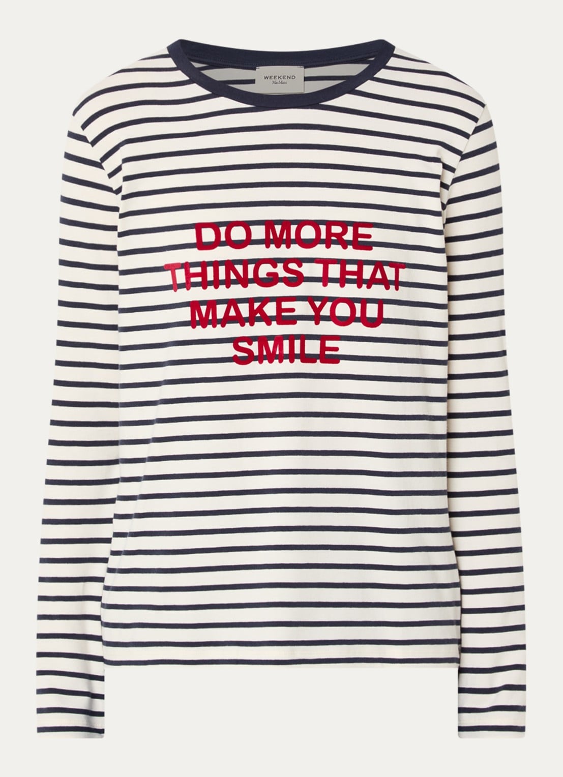 Max Mara Vicino longsleeve met streepprint - voorkant 2 gebroken wit