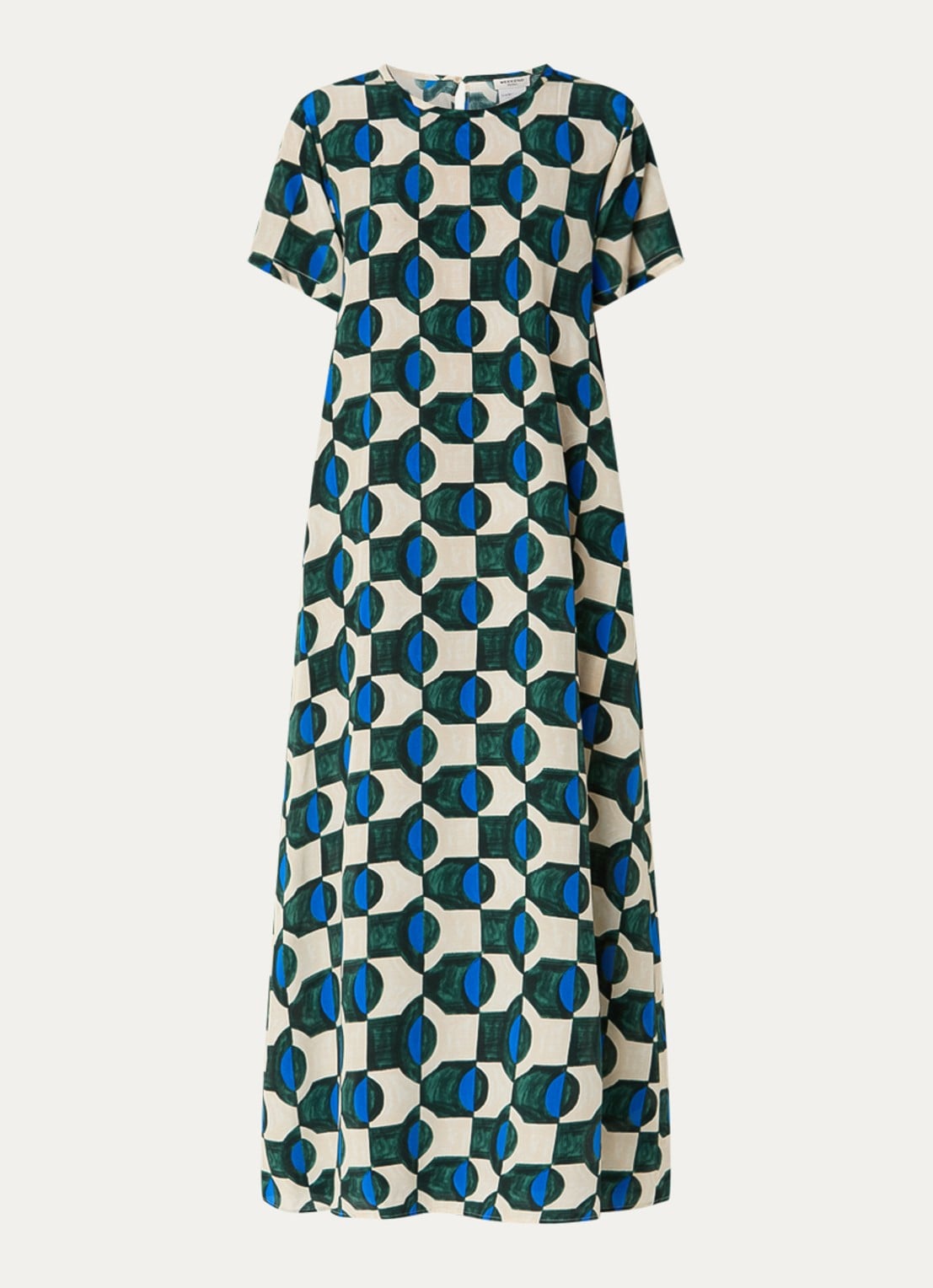 Max Mara Vinci midi jurk van zijde met print - voorkant donkergroen