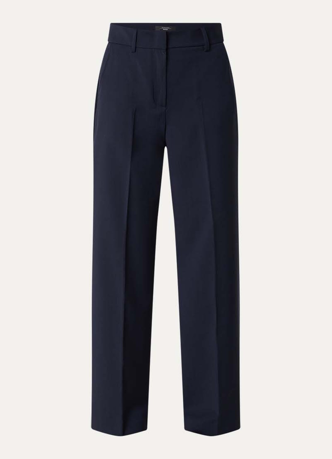 Max Mara Visivo high waist straight fit pantalon van scheerwol - voorkant 3 blauw