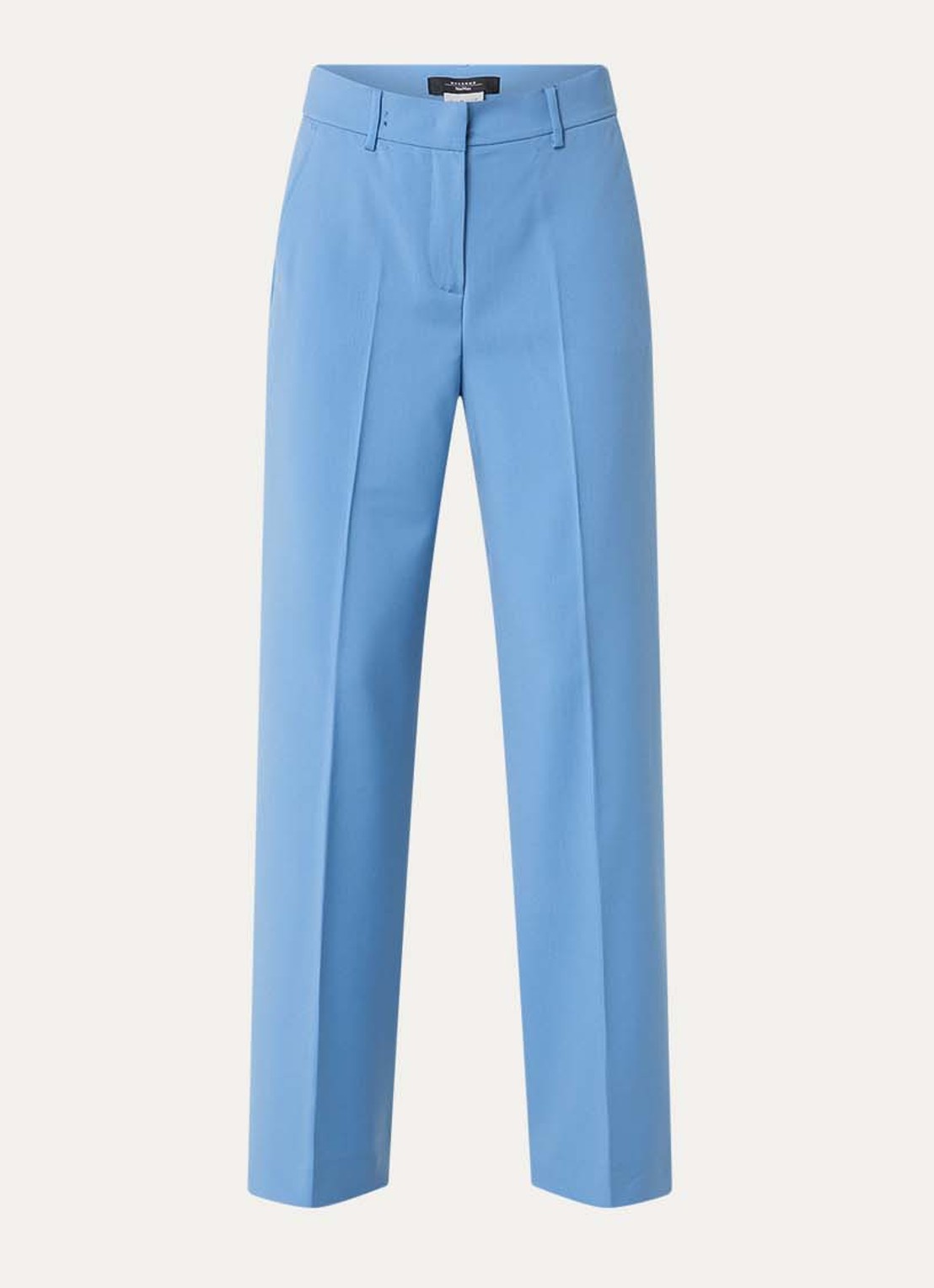 Max Mara Visivo high waist straight fit pantalon van scheerwol - voorkant 2 lichtblauw