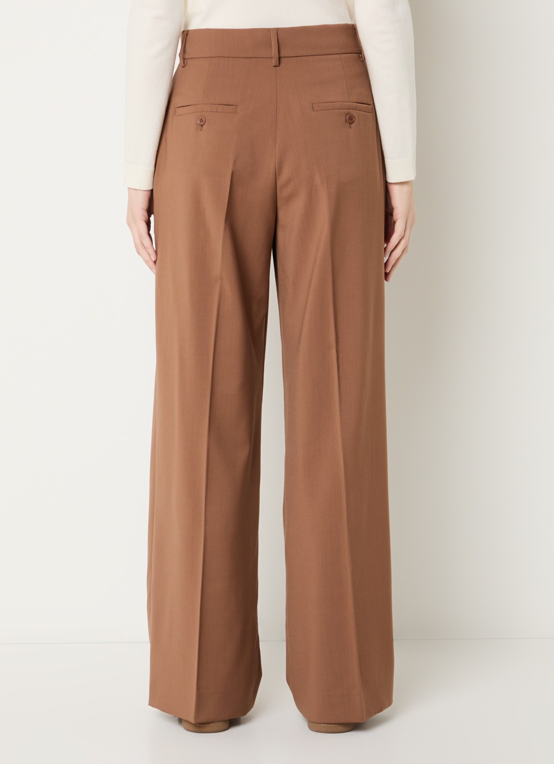 Max Mara Visivo high waist straight fit pantalon van scheerwol - achterkant 4 bruin