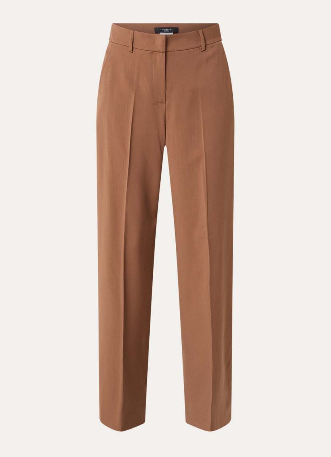 Max Mara Visivo high waist straight fit pantalon van scheerwol - voorkant 2 bruin