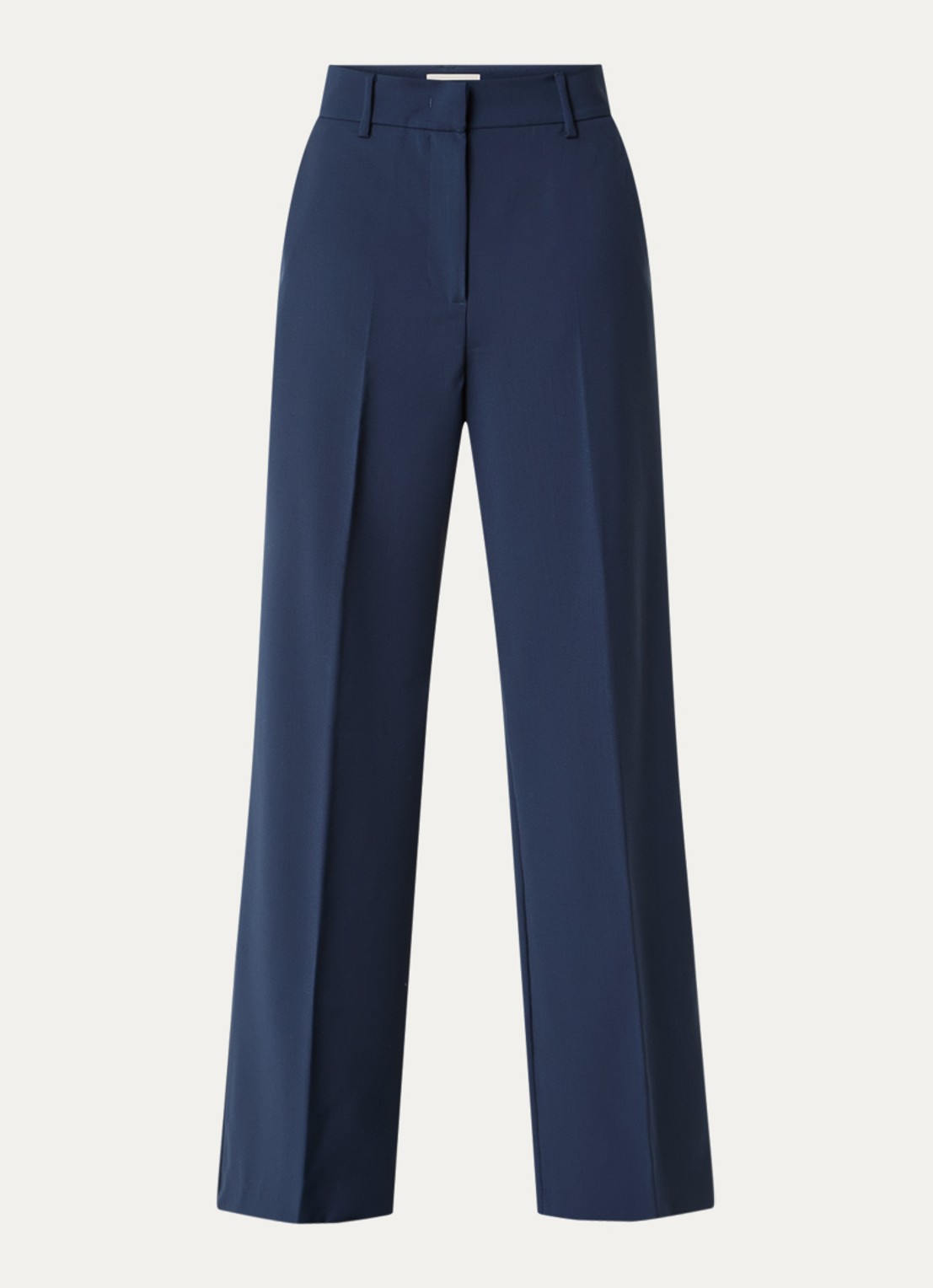 Max Mara Visivo high waist straight fit pantalon van scheerwol - voorkant 3 donkerblauw