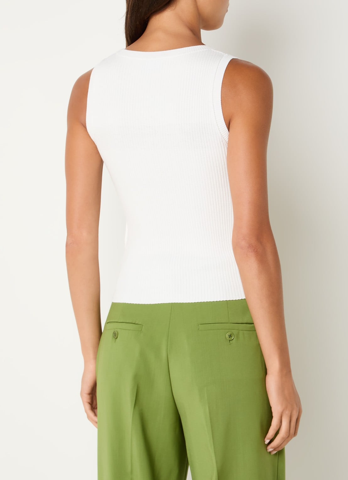 Max Mara Visivo high waist straight fit pantalon van scheerwol - achterkant groen