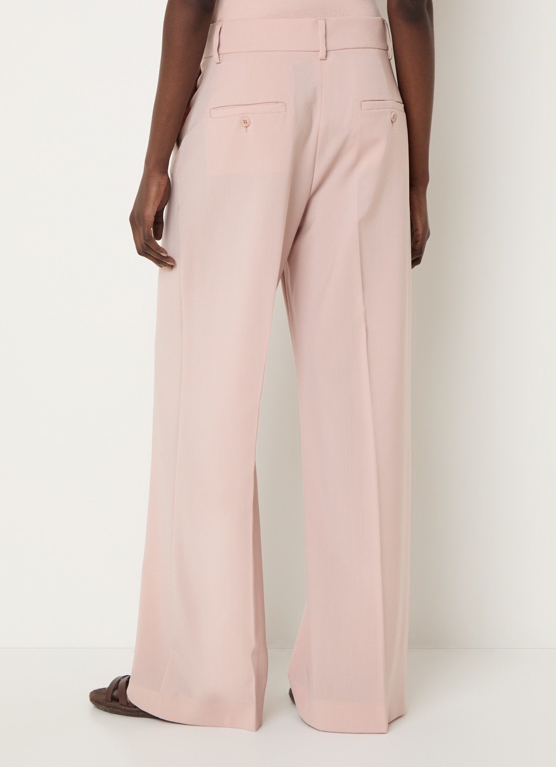 Max Mara Visivo high waist wide fit pantalon van wol - achterkant oudroze