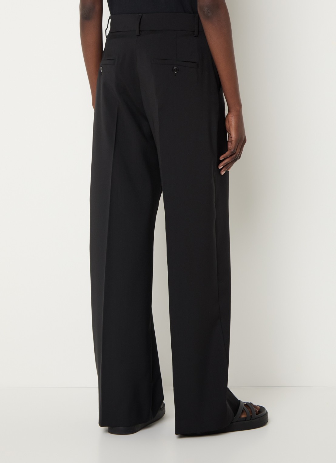 Max Mara Visivo high waist wide fit pantalon van wol - achterkant 4 zwart