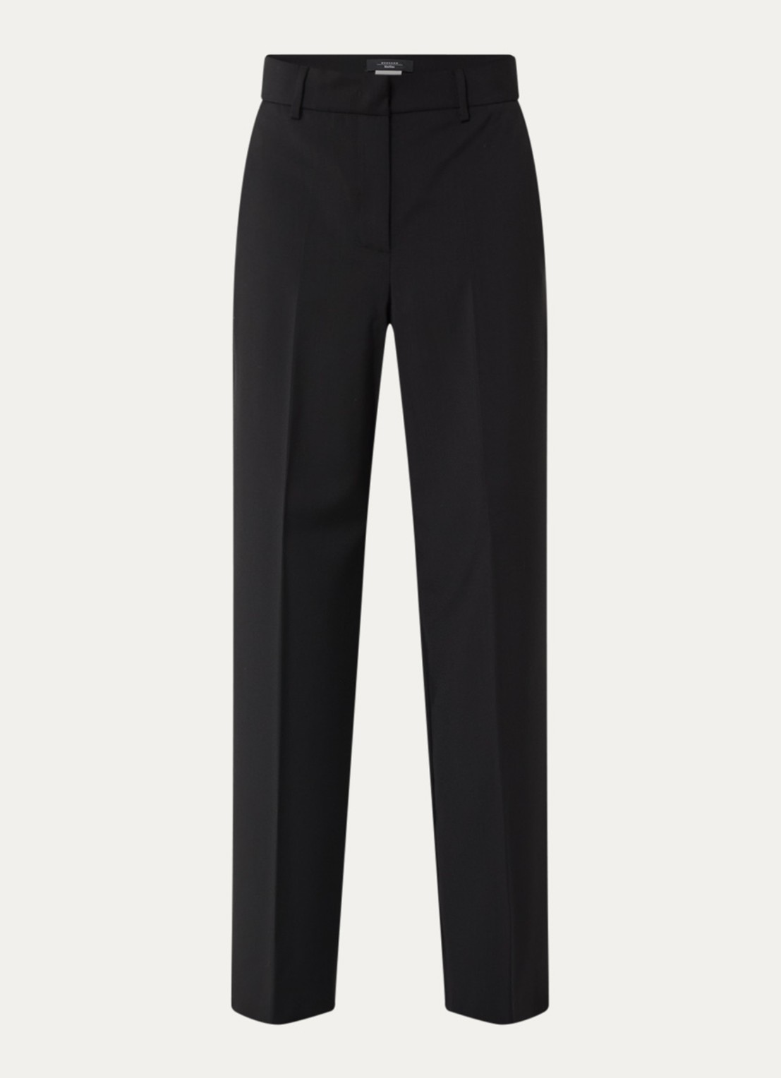 Max Mara Visivo high waist wide fit pantalon van wol - voorkant 2 zwart