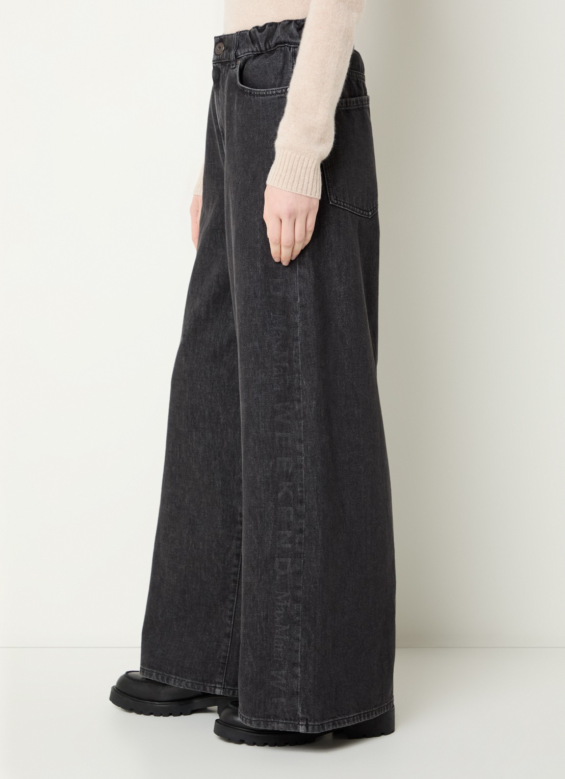 Max Mara Vortice high waist wide leg jeans met gekleurde wassing - detail 5 antraciet