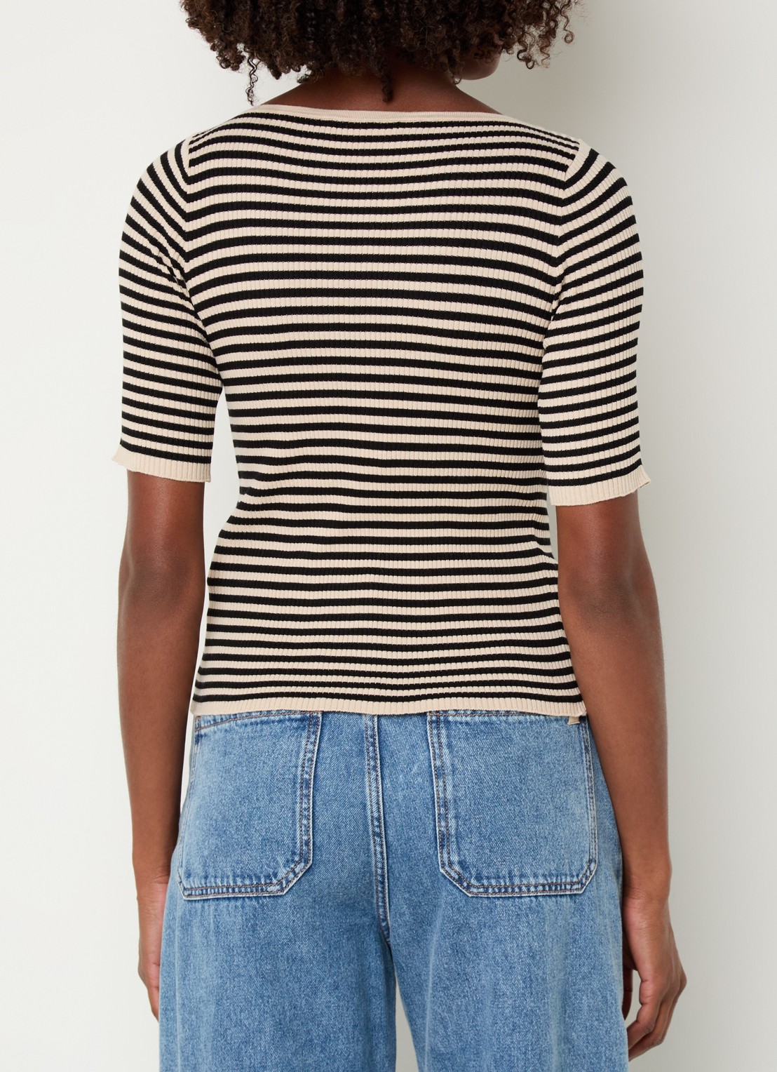 Max Mara Waser grofgebreide top met streepprint - achterkant 3 beige