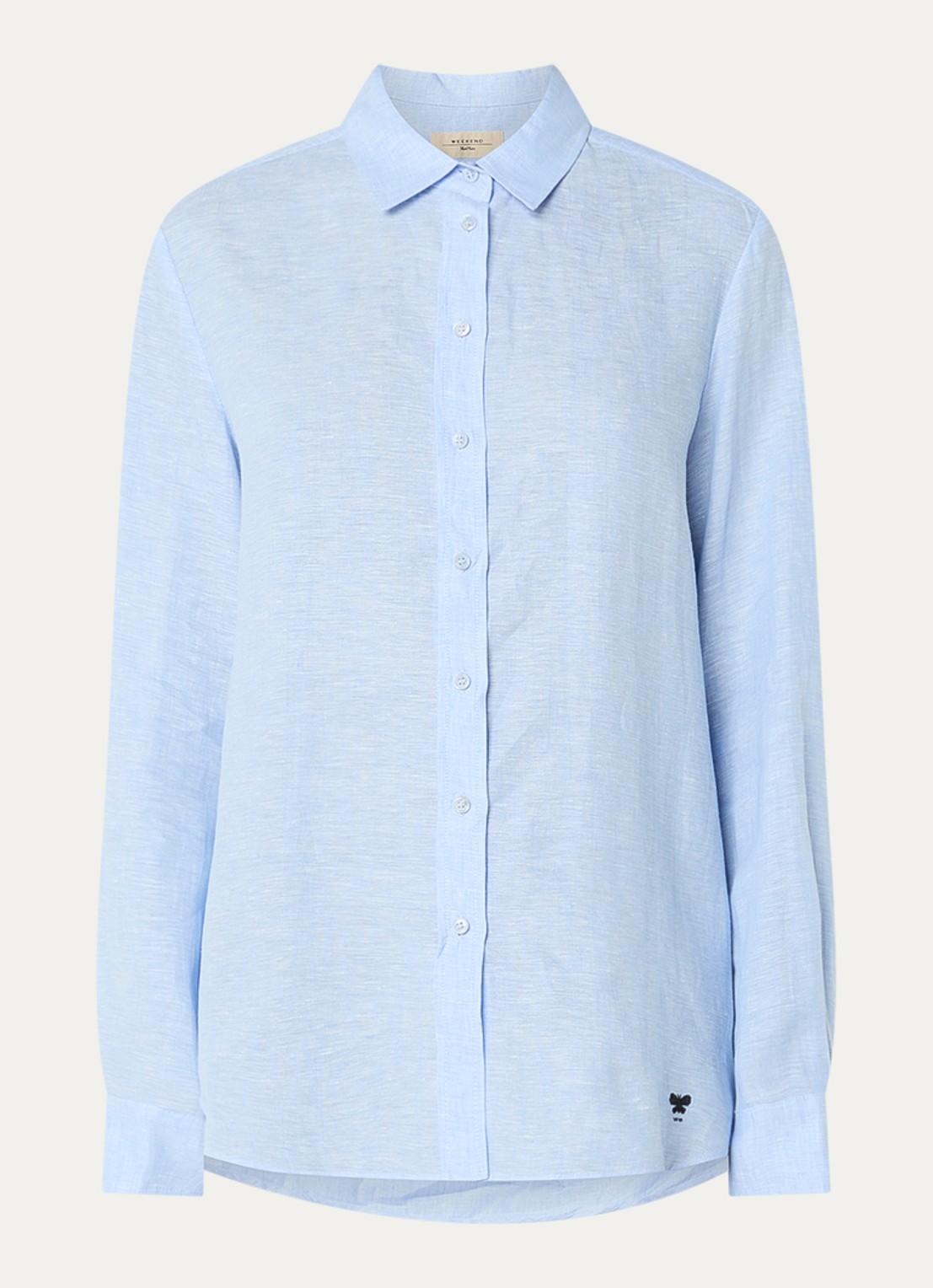 Max Mara Werner blouse van linnen - voorkant lichtblauw