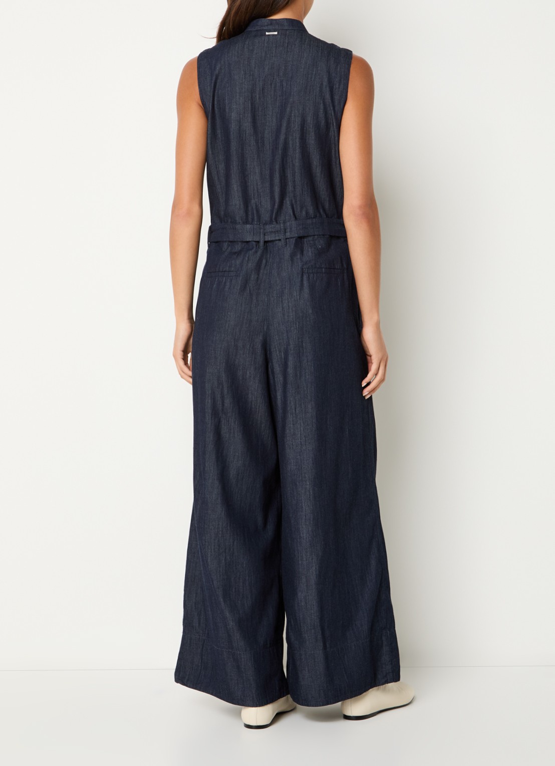 Max Mara Wide fit jumpsuit met steekzakken - achterkant 4 indigo