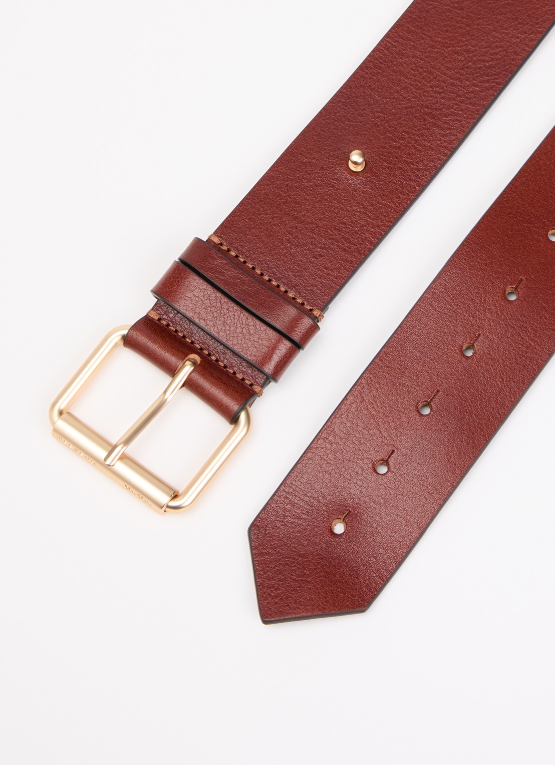 Max Mara Wkacarnet riem van leer  - detail hazelnootbruin