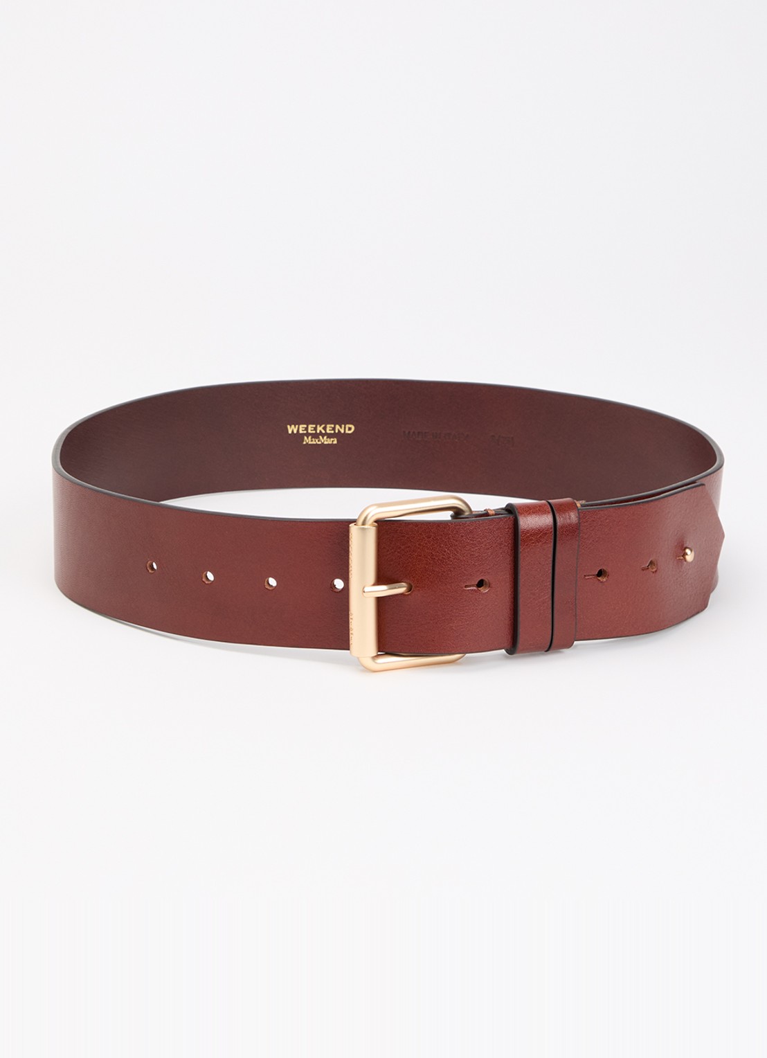 Max Mara Wkacarnet riem van leer  - voorkant 2 hazelnootbruin