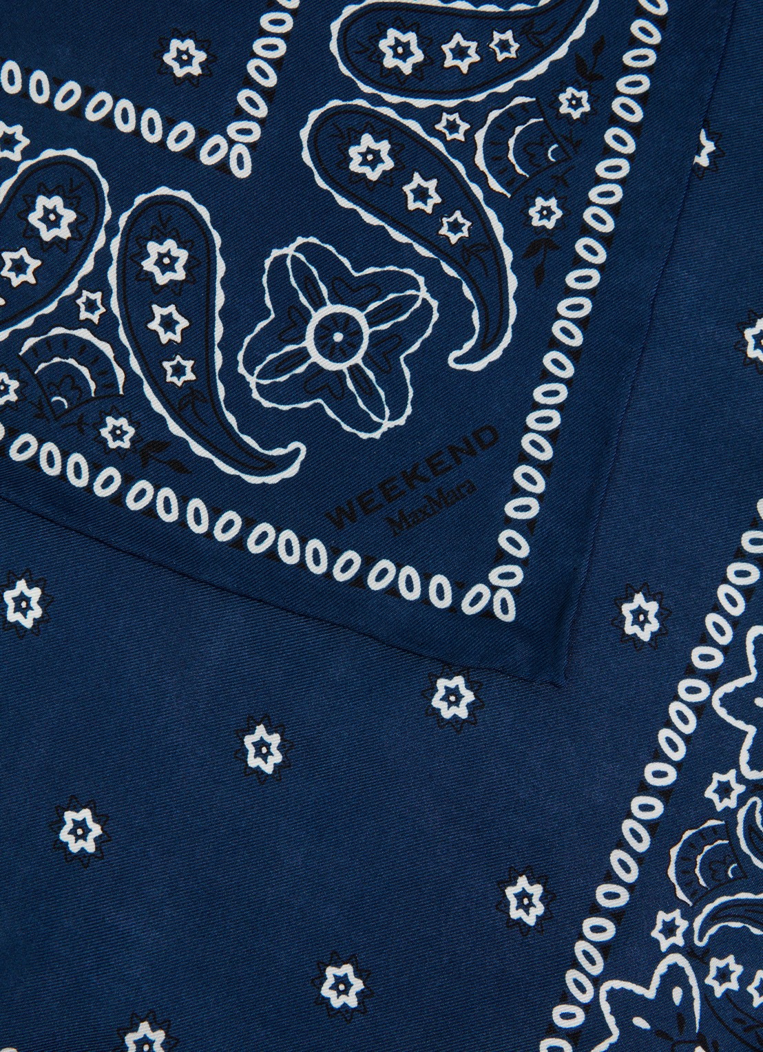 Max Mara Wkaelodia bandana van zijde 50 x 50 cm - detail 3 donkerblauw