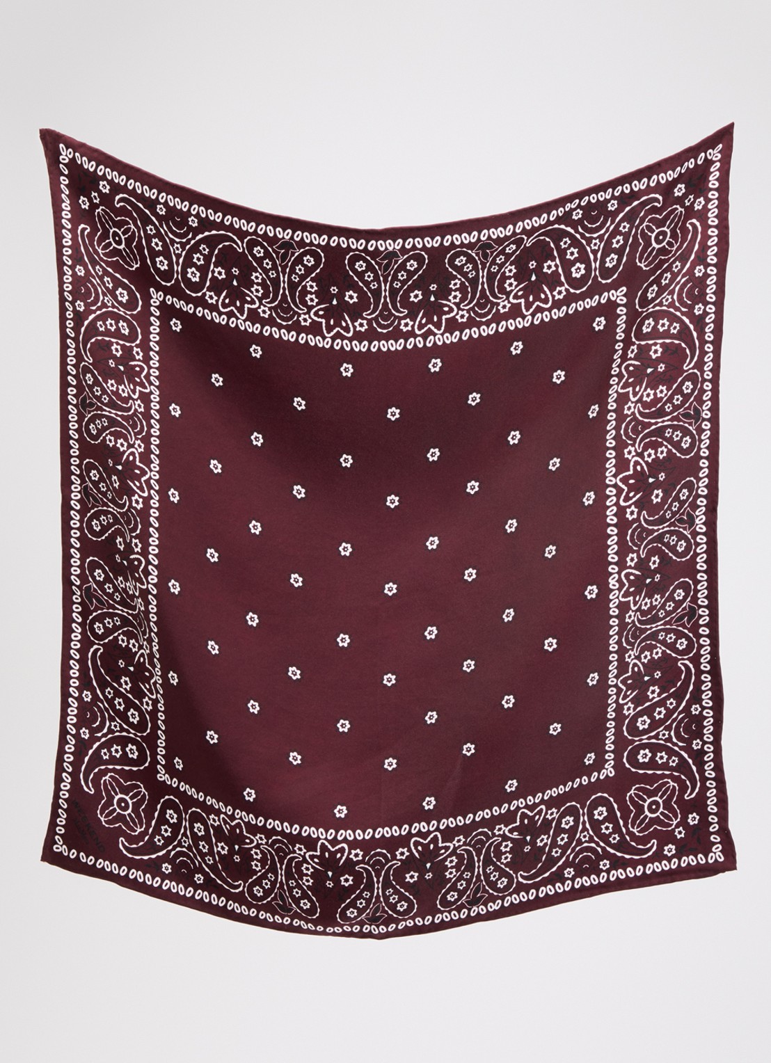 Max Mara Wkaelodia bandana van zijde 50 x 50 cm - detail 2 bordeauxrood