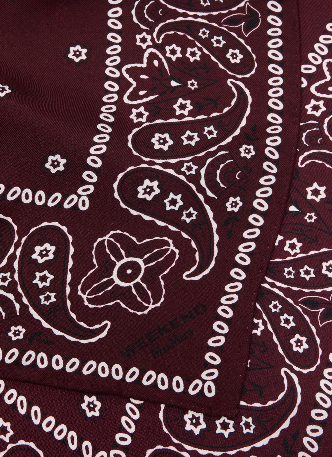Max Mara Wkaelodia bandana van zijde 50 x 50 cm - detail 3 bordeauxrood