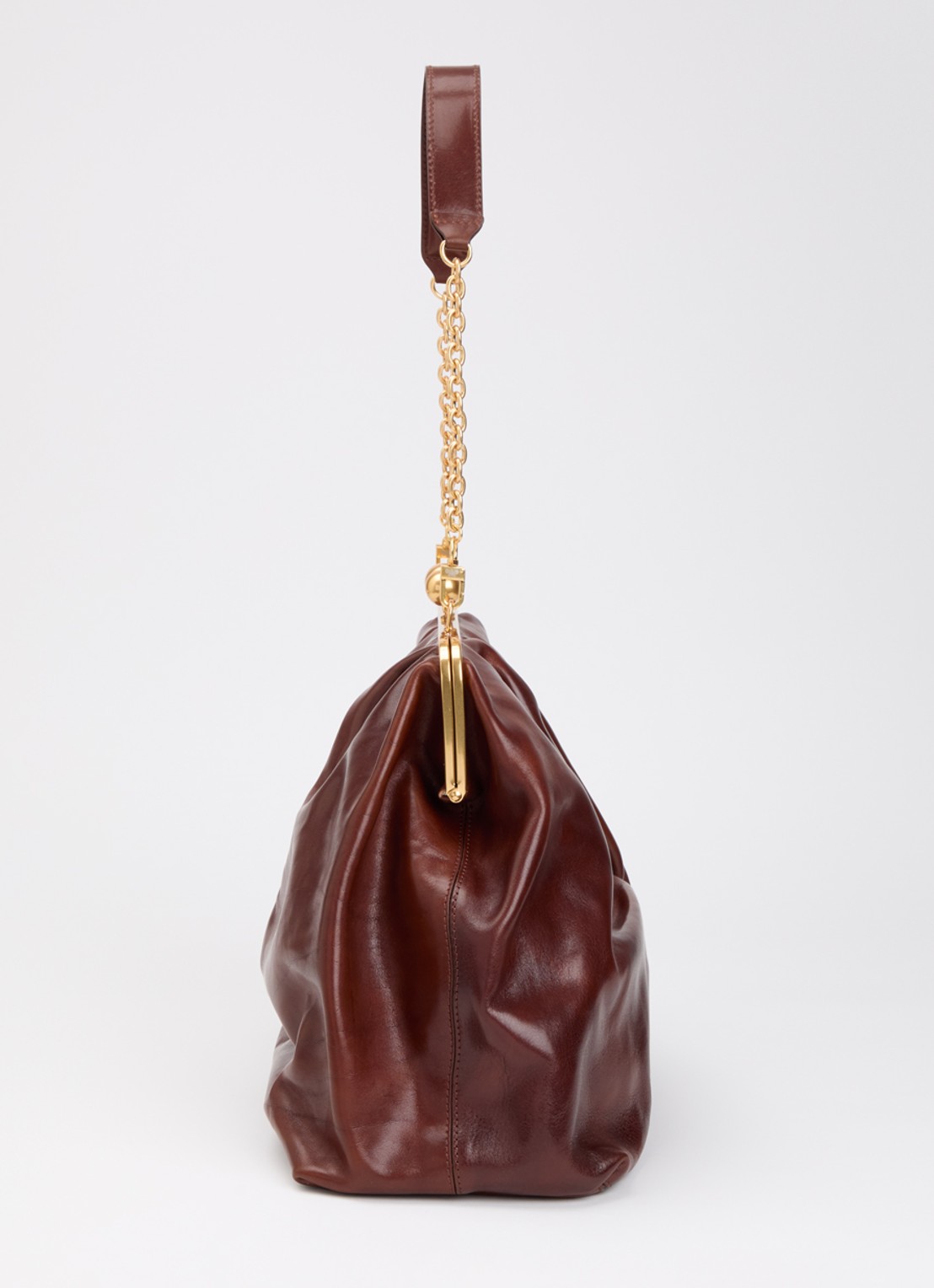 Max Mara Wkamirte schoudertas van leer met afneembare schouderriem - detail 3 roestbruin