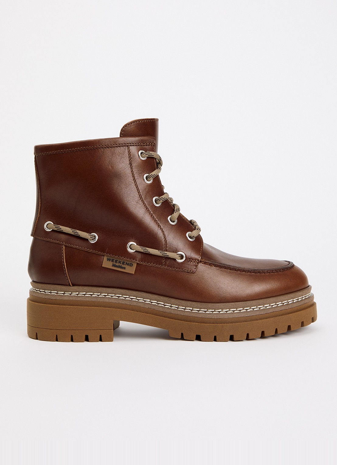 Max Mara Wkapantone veterboot van leer - voorkant 3 roodbruin