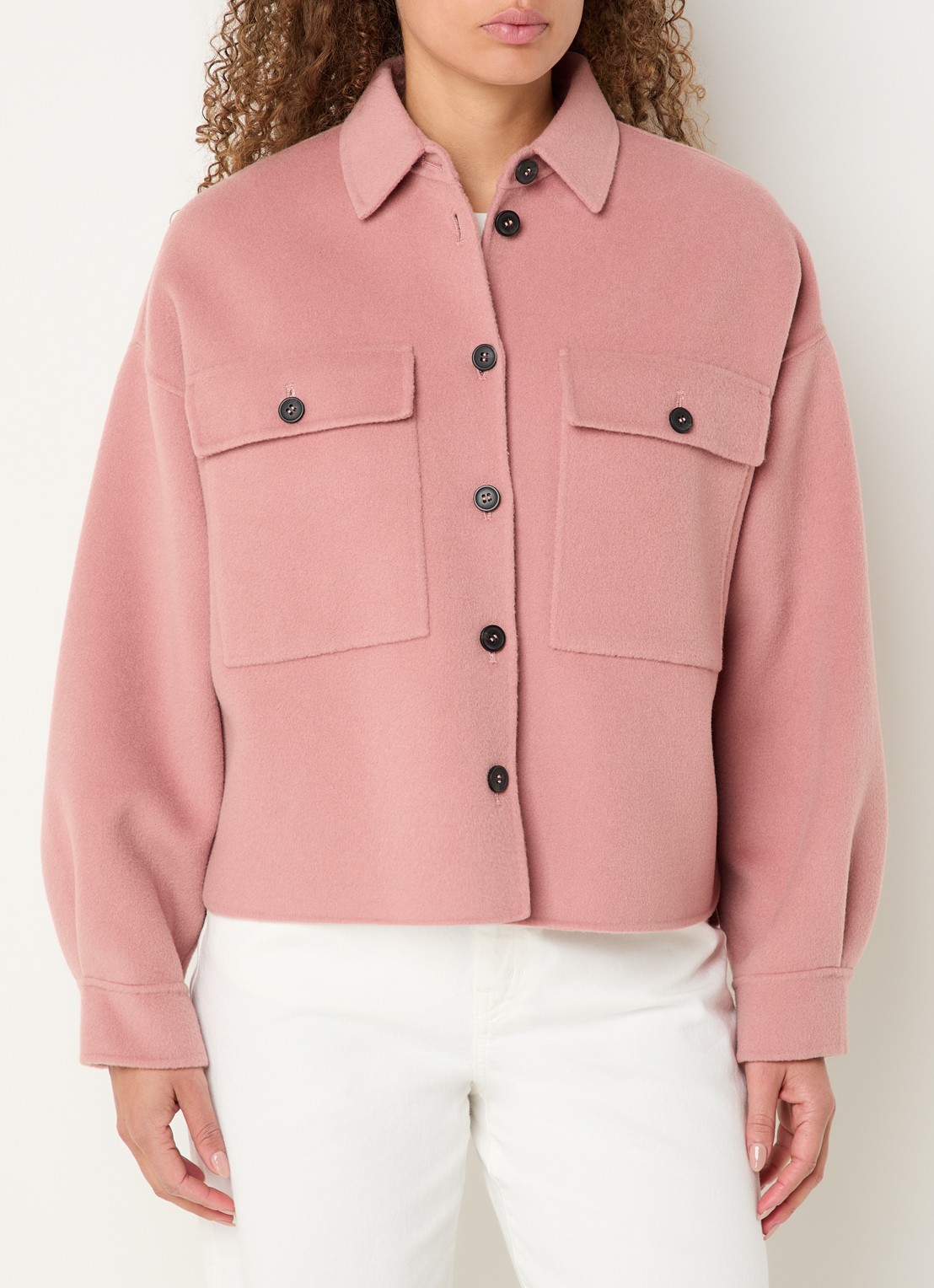 Max Mara Zerbino jack in wolblend met klepzakken - detail 4 oudroze