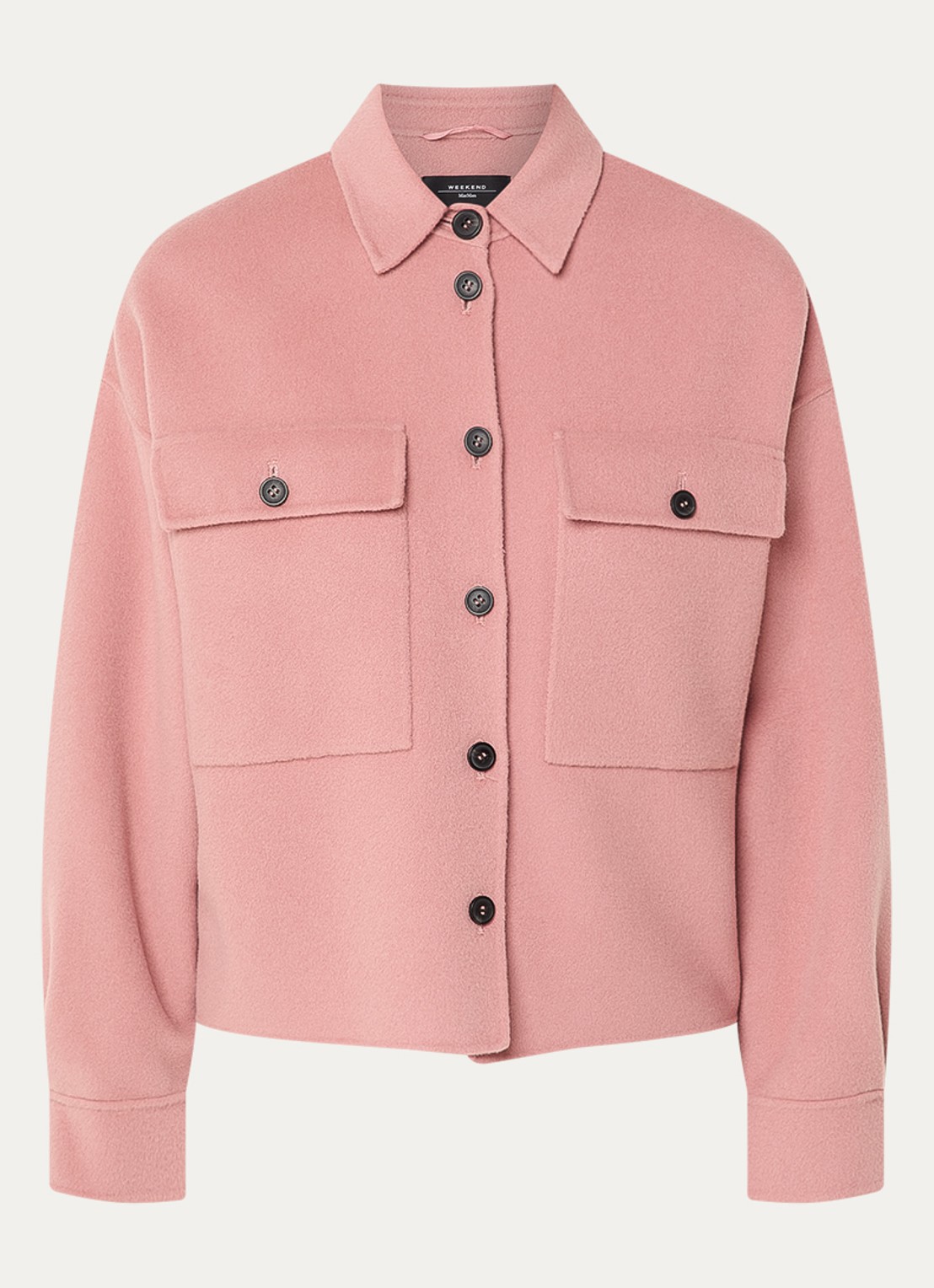 Max Mara Zerbino jack in wolblend met klepzakken - voorkant 2 oudroze