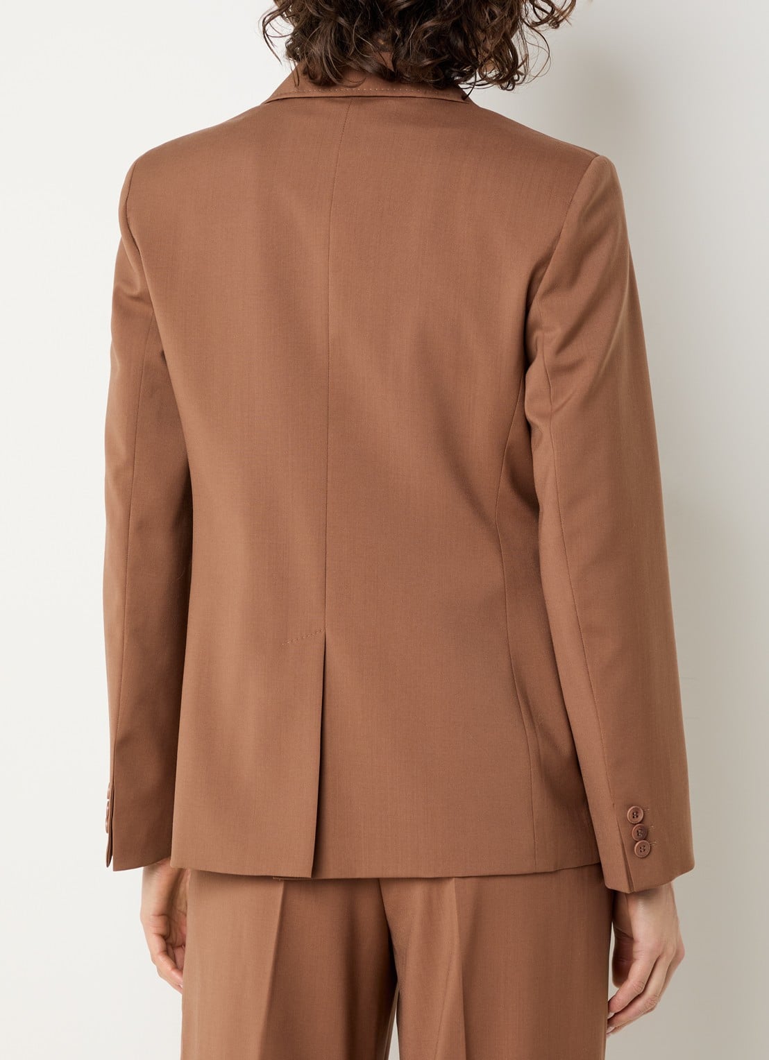Max Mara Zinnia double-breasted blazer van scheerwol met opgestikte zakken - achterkant 3 cognac