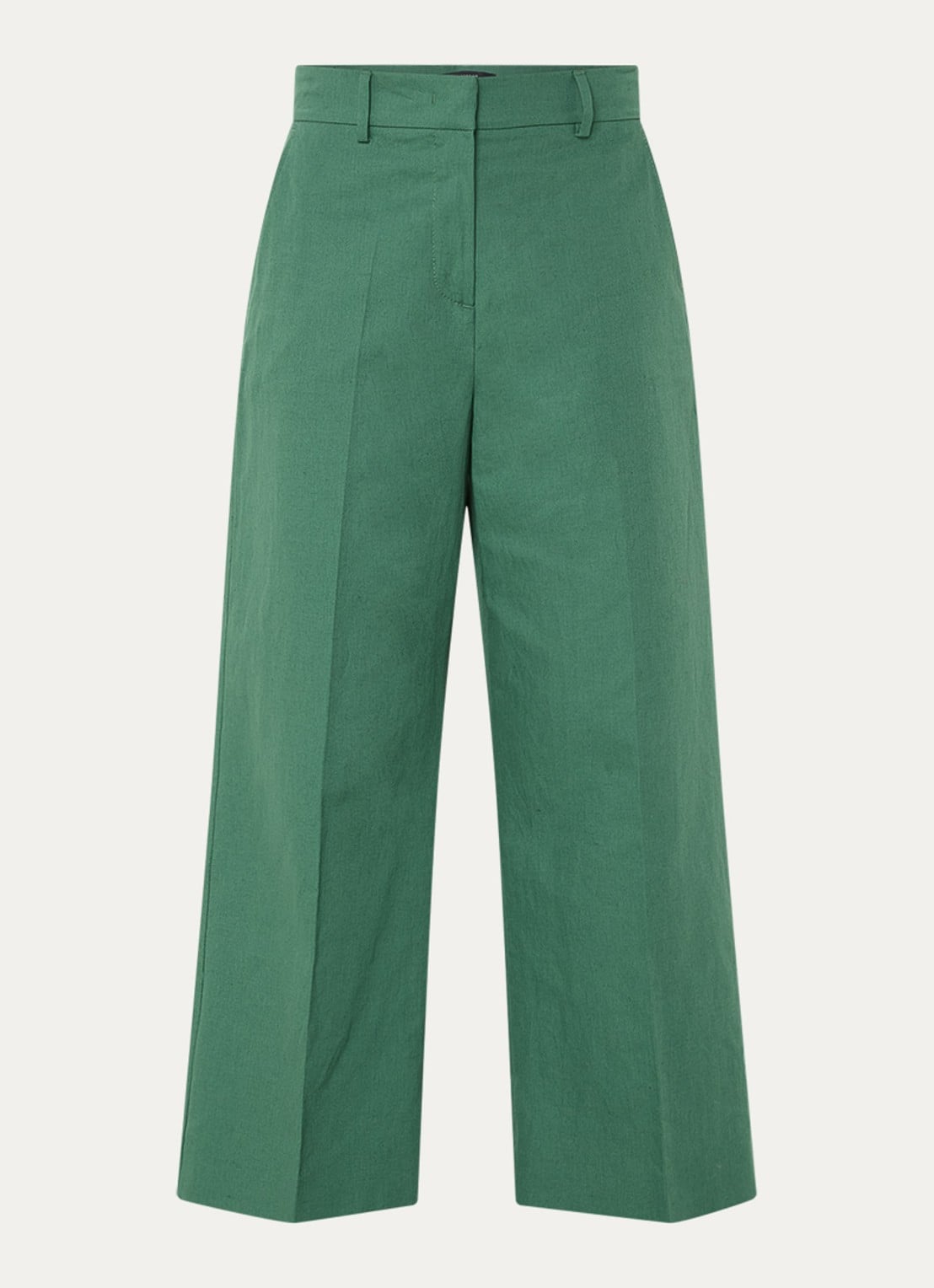 Max Mara Zircone high waist wide fit cropped pantalon in linnenblend - voorkant 3 donkergroen