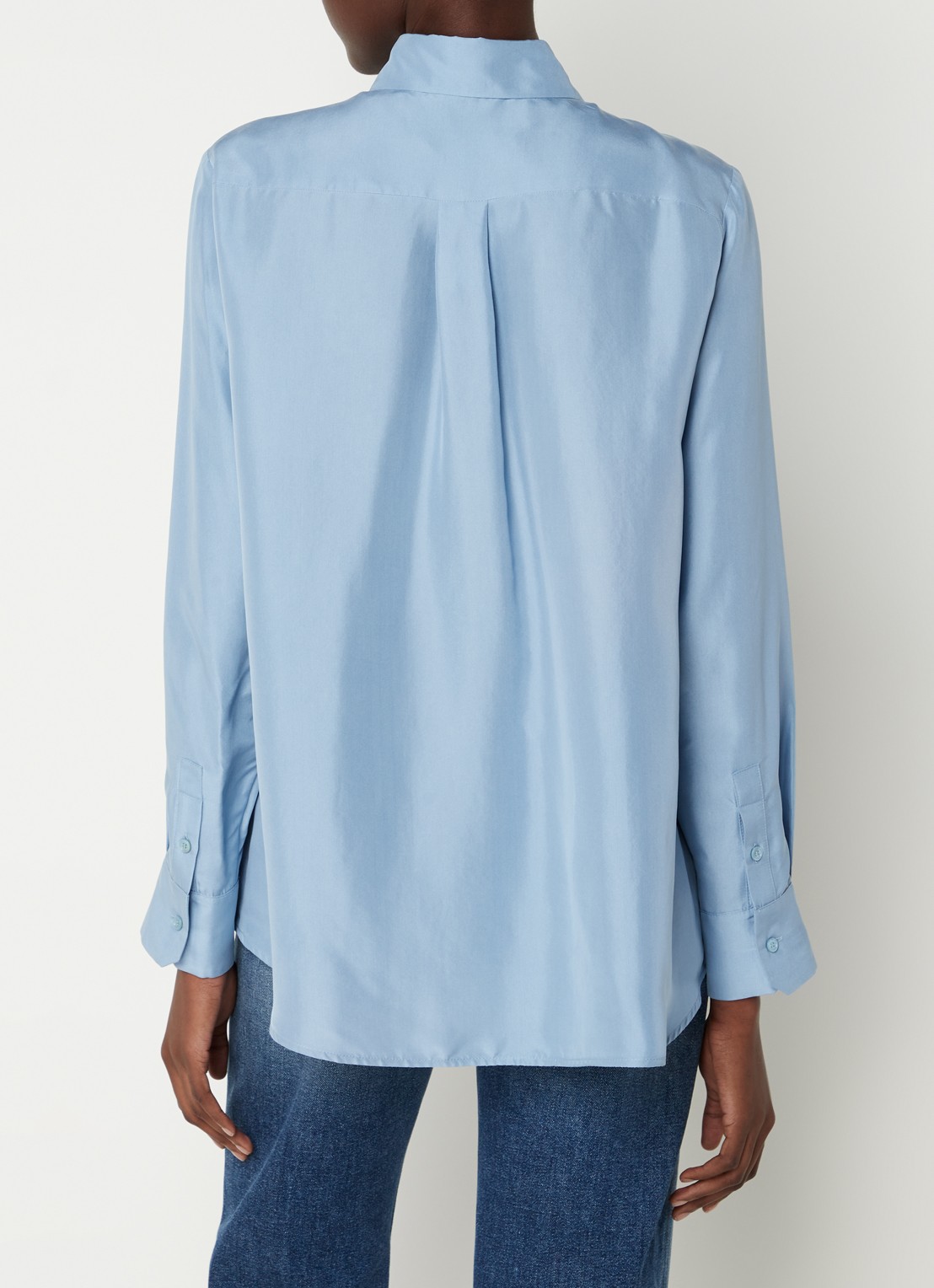 MaxMara Almina blouse van zijde - achterkant 4 blauwgrijs