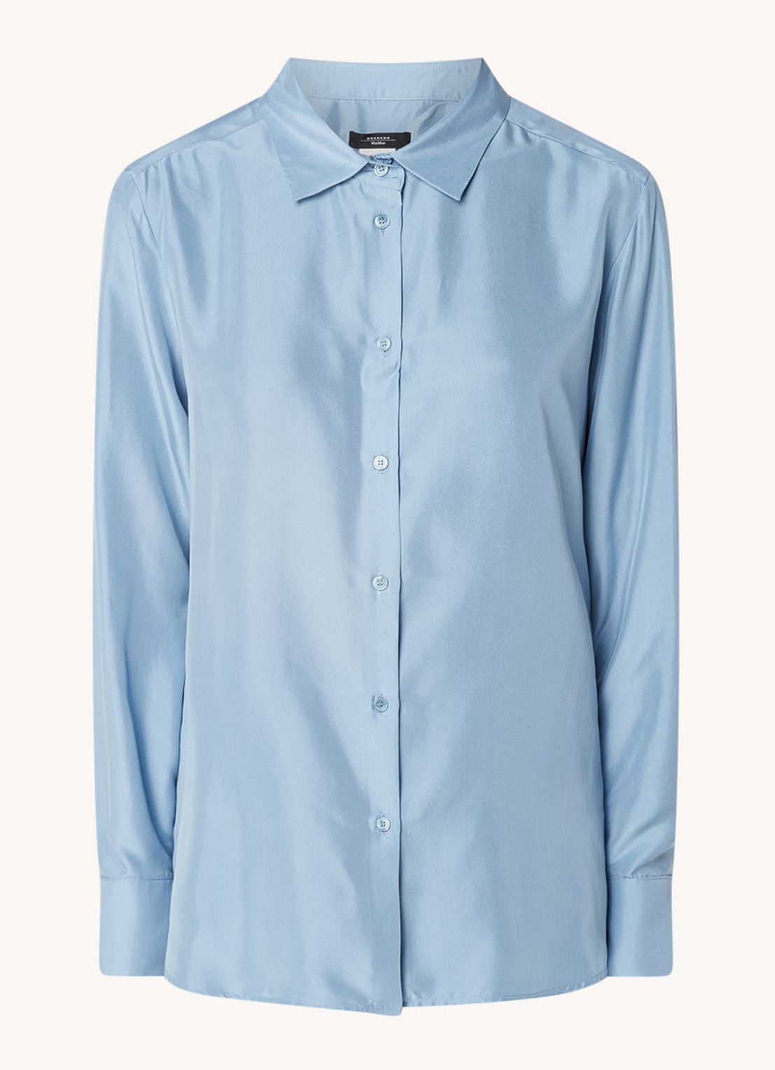 MaxMara Almina blouse van zijde - voorkant 2 blauwgrijs
