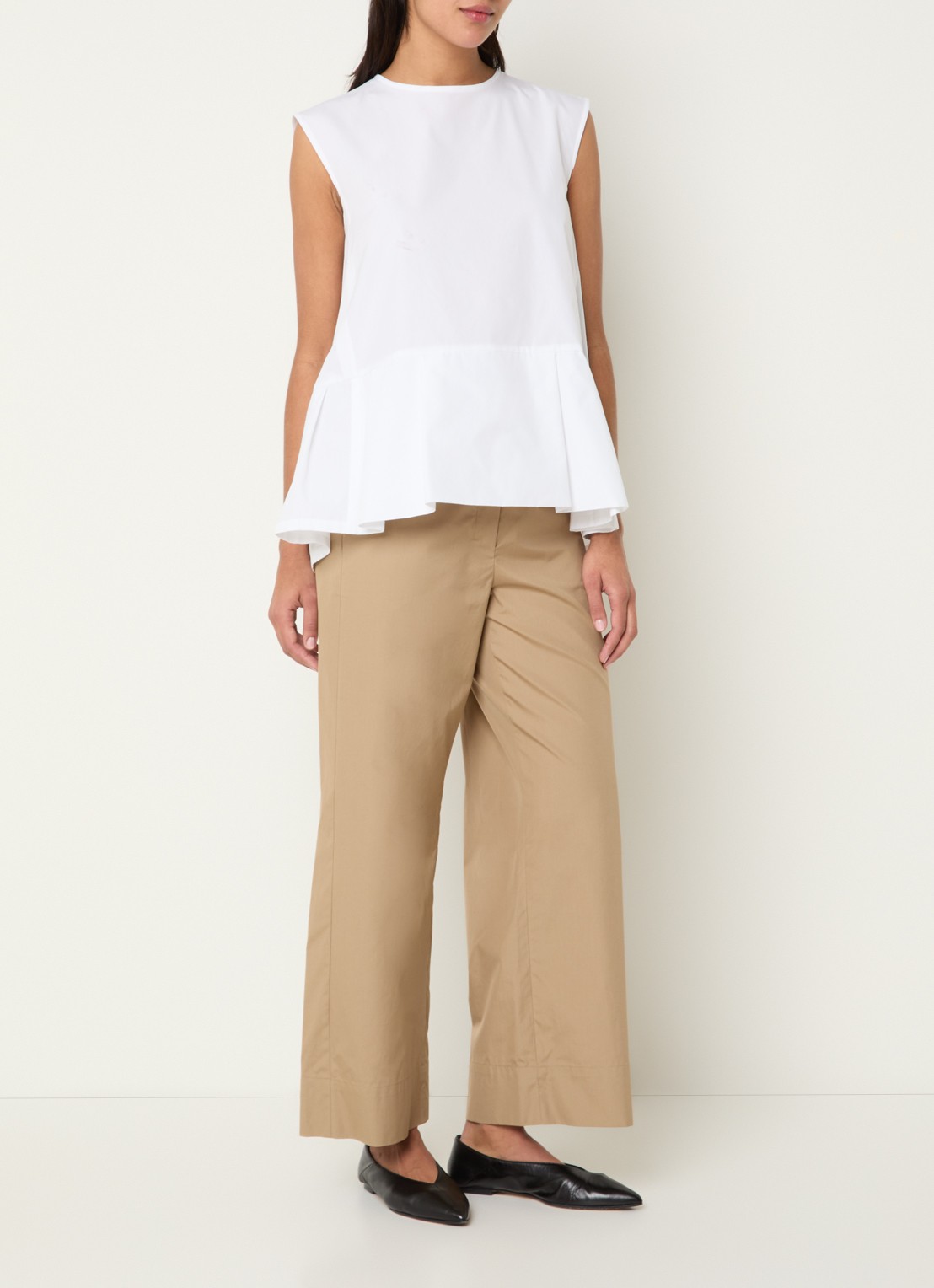 MaxMara Argento high waist straight fit pantalon met steekzakken - voorkant 3 zand