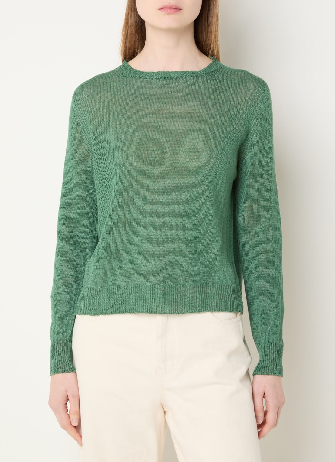 MaxMara Atzeco grofgebreide top van linnen - detail 4 donkergroen