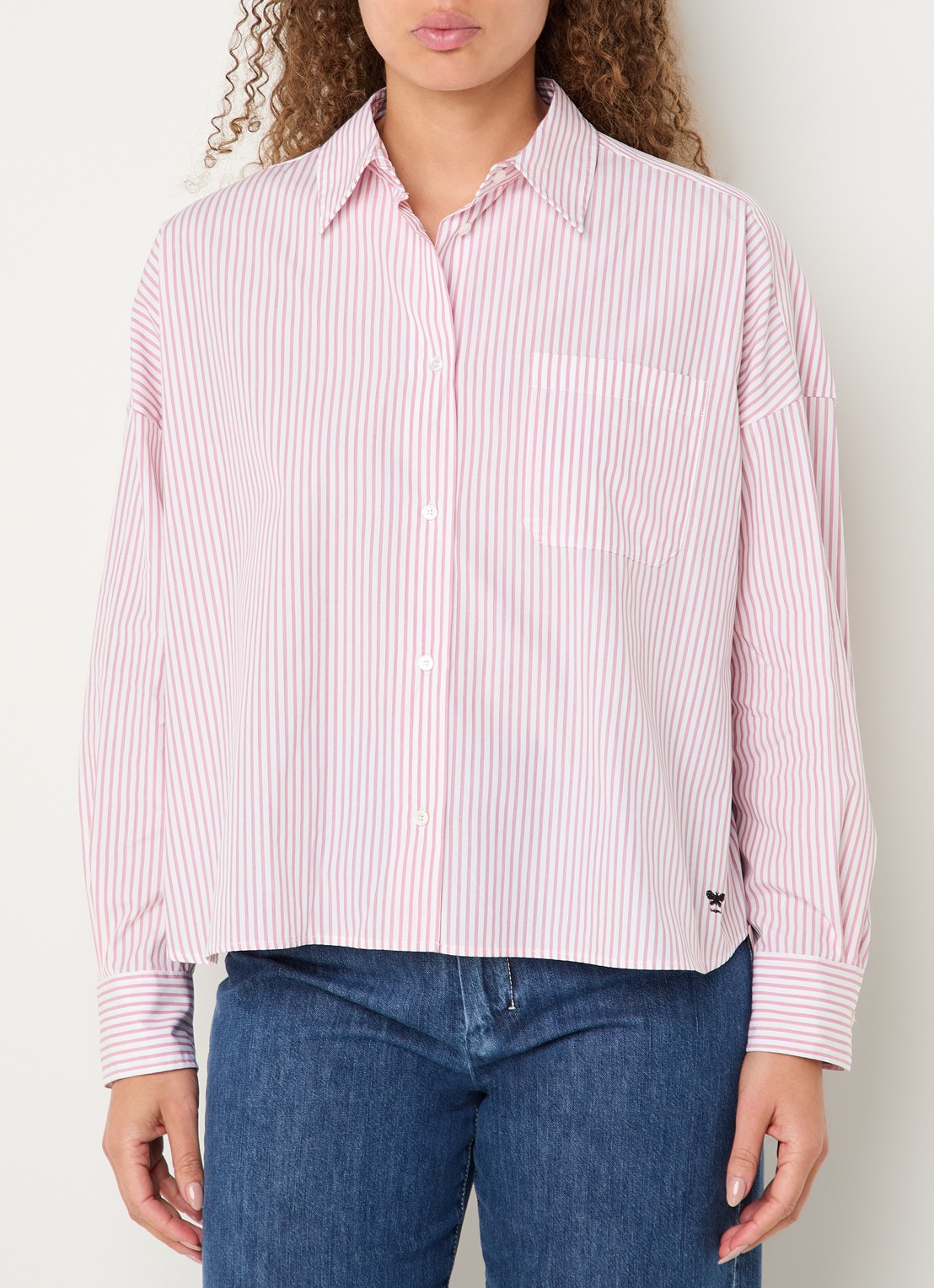 MaxMara Aureo blouse met streepprint - detail 2 roze
