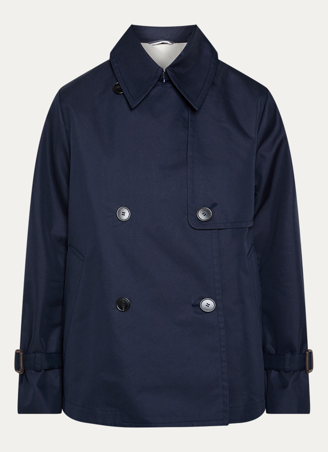 MaxMara Biglia double-breasted trenchcoat met split - voorkant donkerblauw