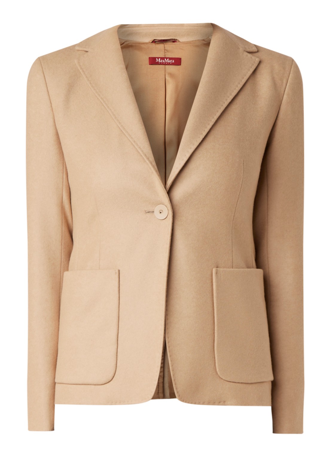 MaxMara Blazer van wol met sierstiksels - voorkant 3 camel