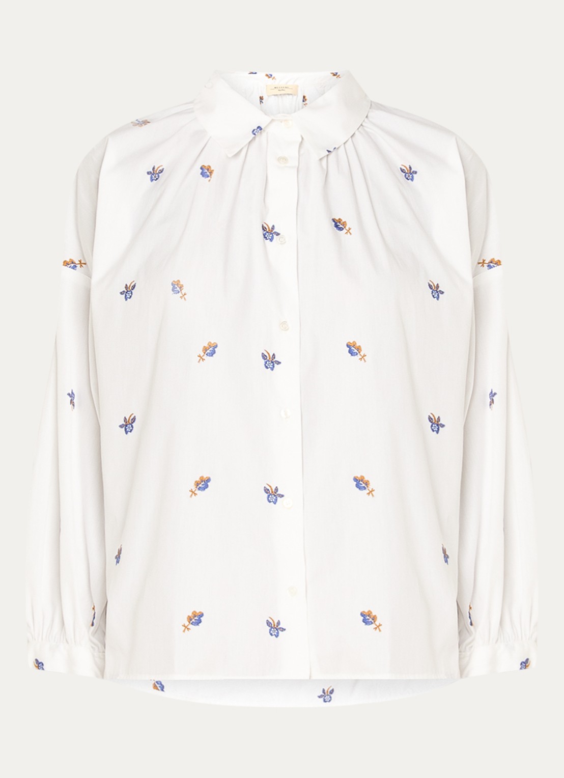 MaxMara Butterfly blouse met bloemborduring - voorkant 2 wit