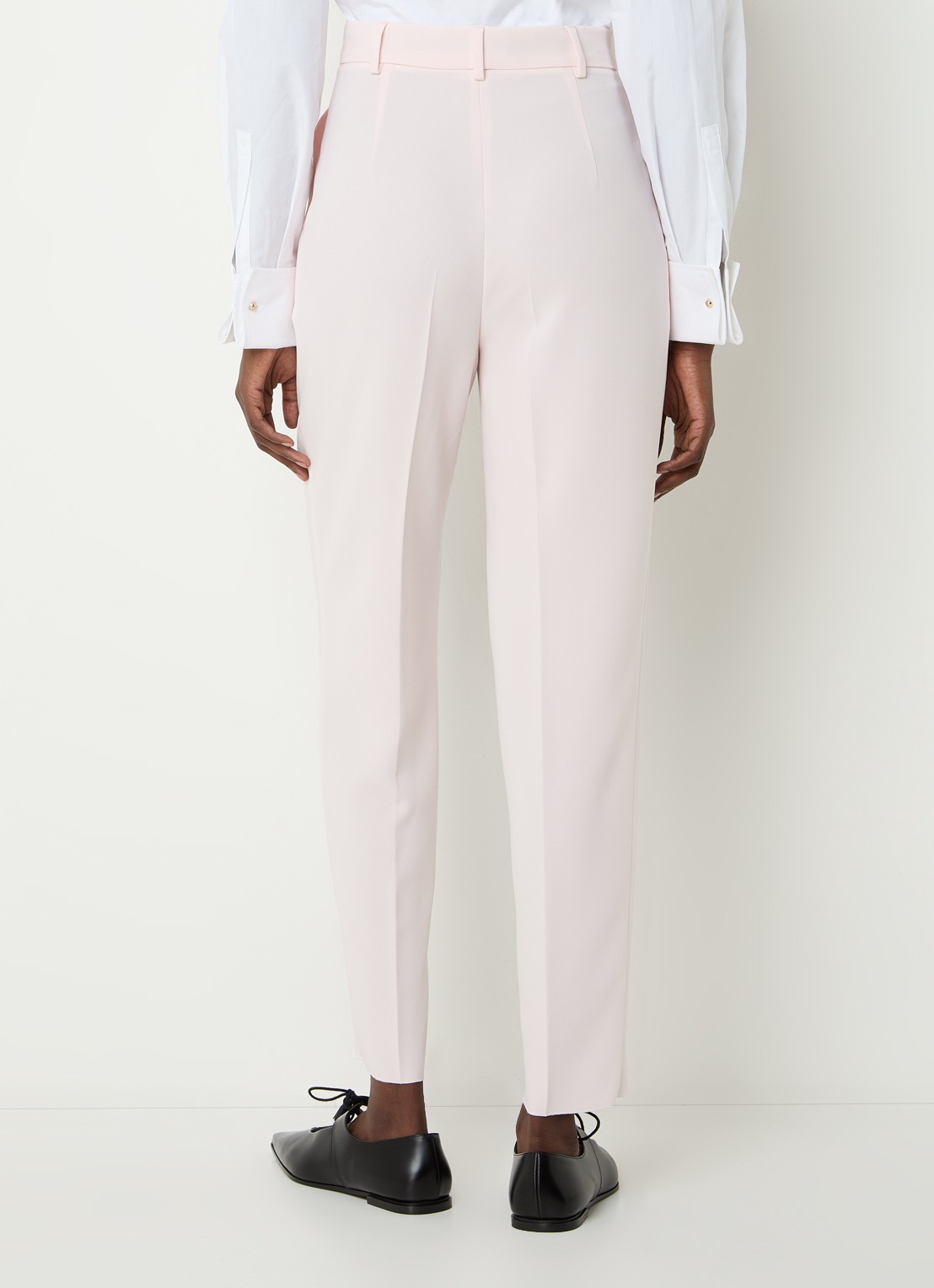 MaxMara Canditi high waist slim fit pantalon met steekzakken - achterkant lichtroze