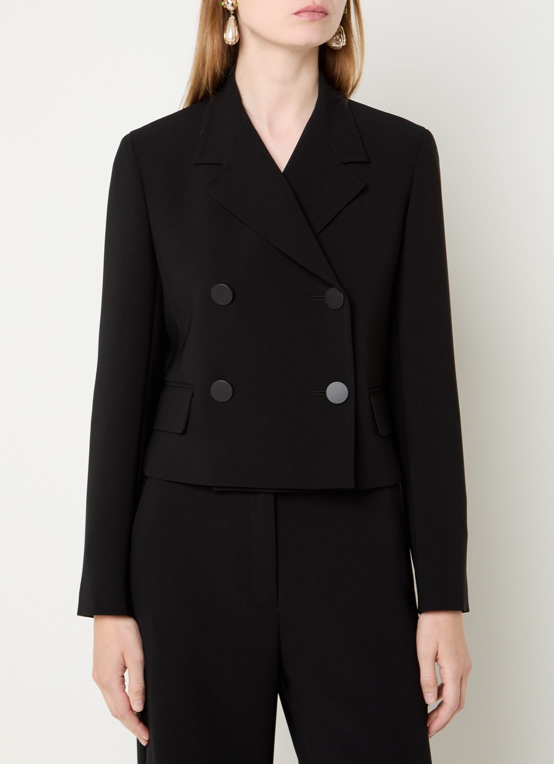 MaxMara Caprera double-breasted blazer met klepzakken - detail 4 zwart