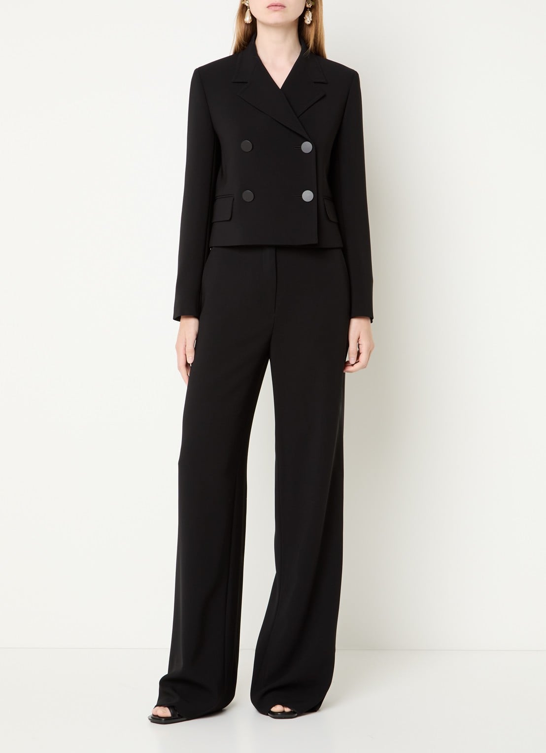 MaxMara Caprera double-breasted blazer met klepzakken - voorkant 3 zwart