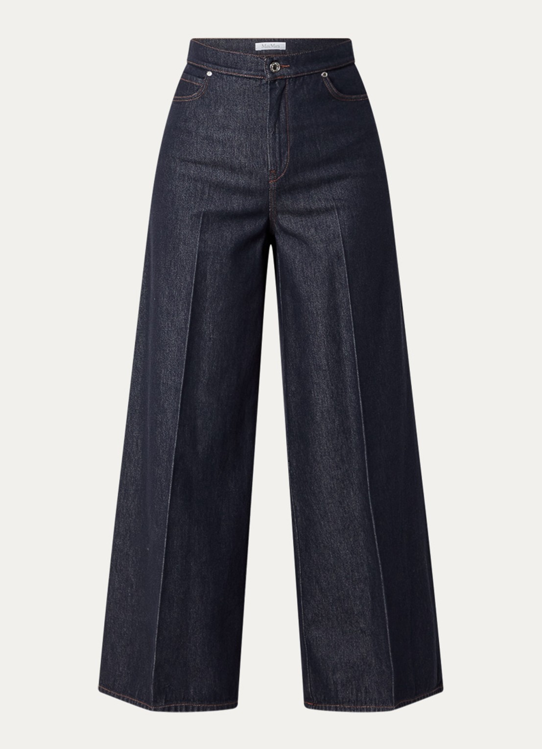 MaxMara Carmine high waist wide leg jeans met persplooi - voorkant 2 indigo