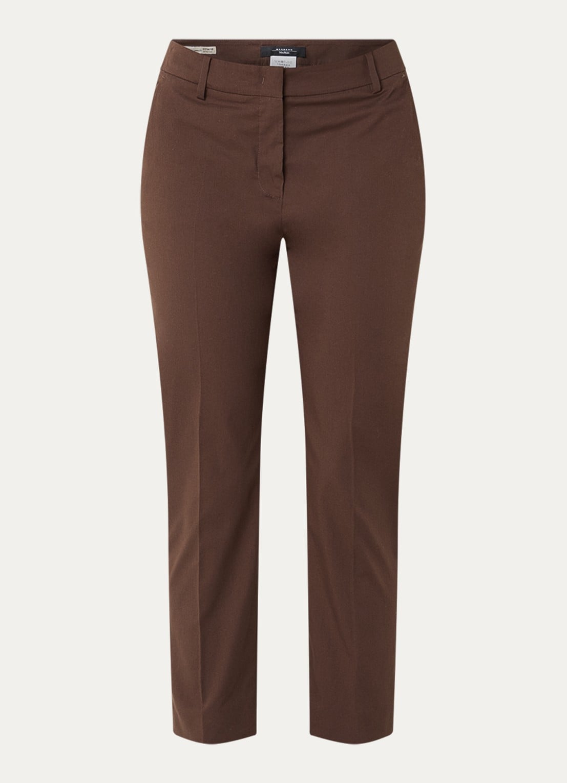 MaxMara Cecco high waist straight fit cropped pantalon met steekzakken - voorkant 3 bruin