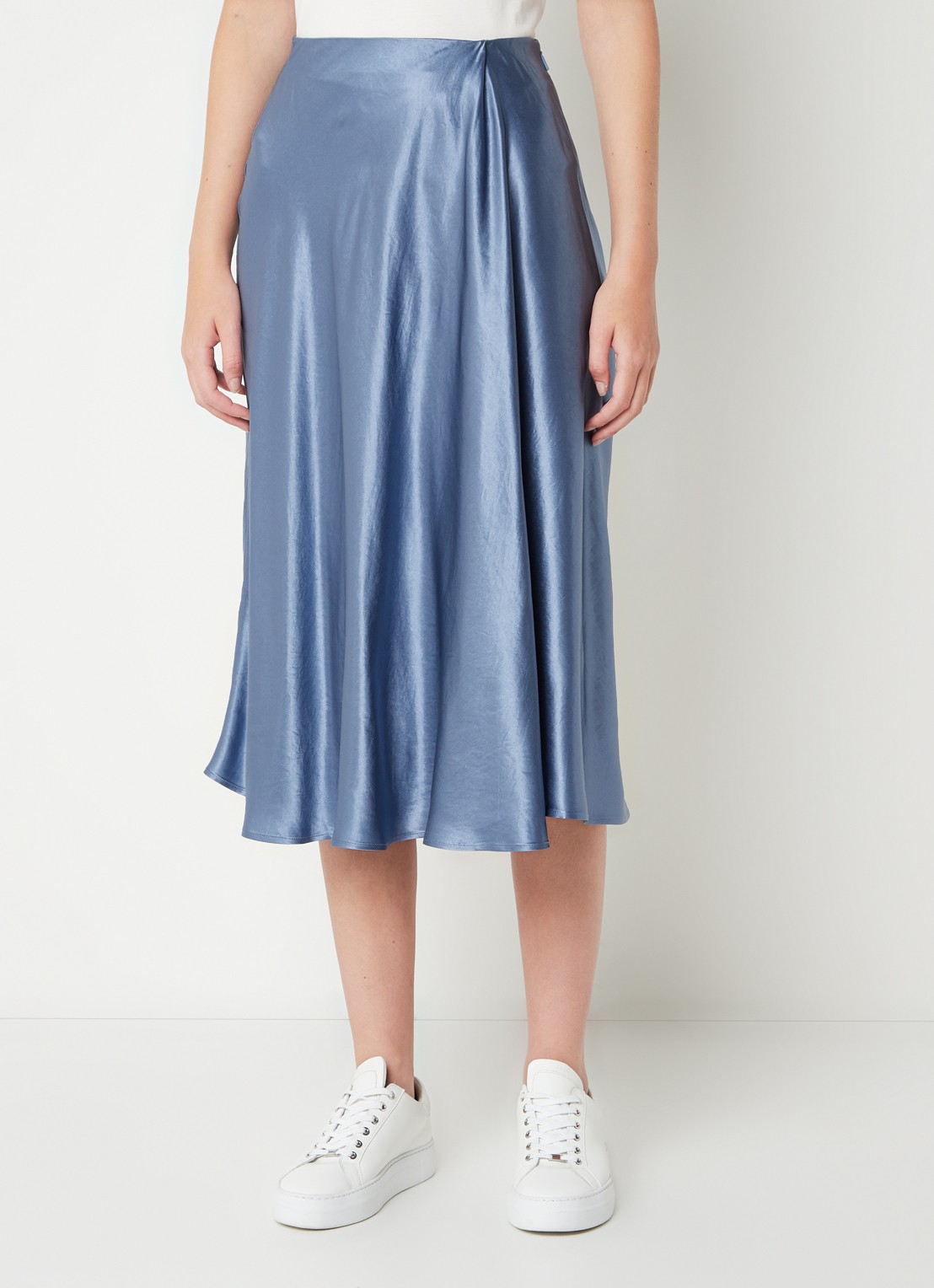 MaxMara Coimbra midirok met plooidetail - detail 3 staalblauw