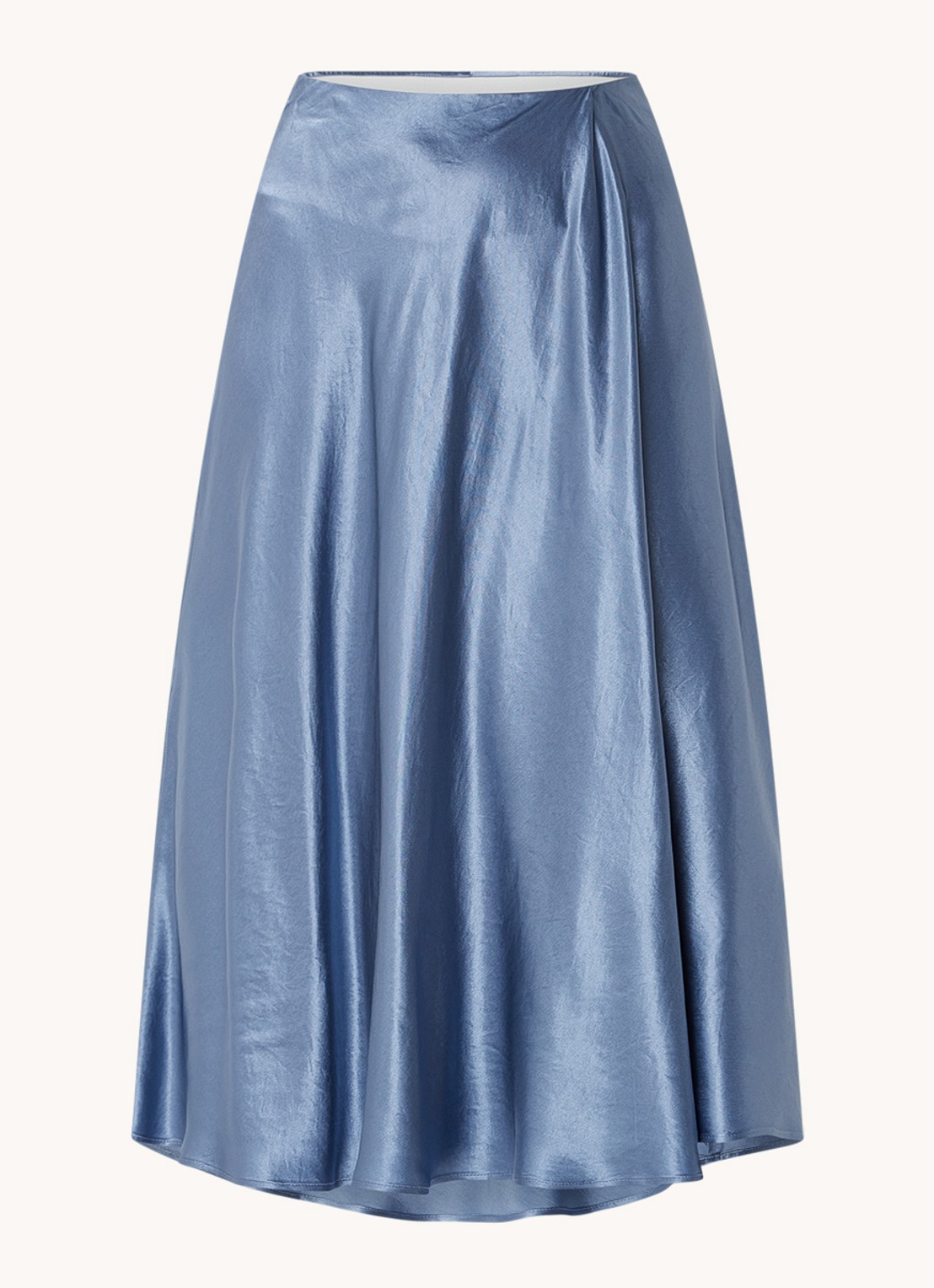 MaxMara Coimbra midirok met plooidetail - voorkant staalblauw