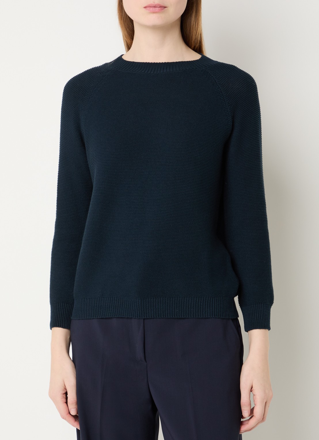 MaxMara Daere fijngebreide trui met ronde hals - detail 4 donkerblauw