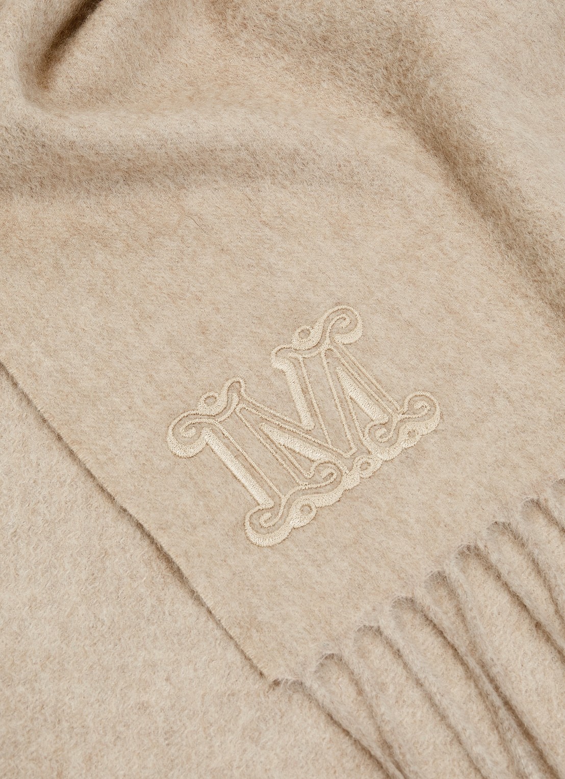 MaxMara Dalia sjaal van kasjmier met franjes 190 x 30 cm  - detail 3 beige