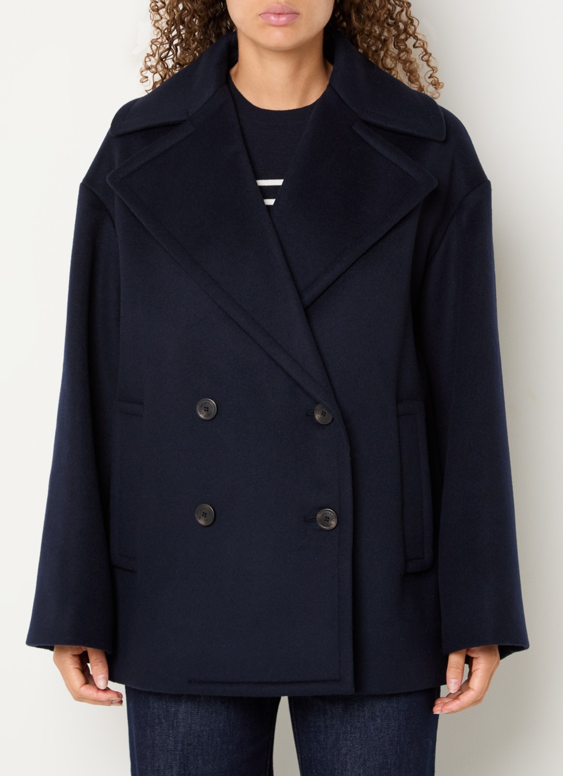 MaxMara Dalpe mantel van wol met steekzakken - detail 3 donkerblauw