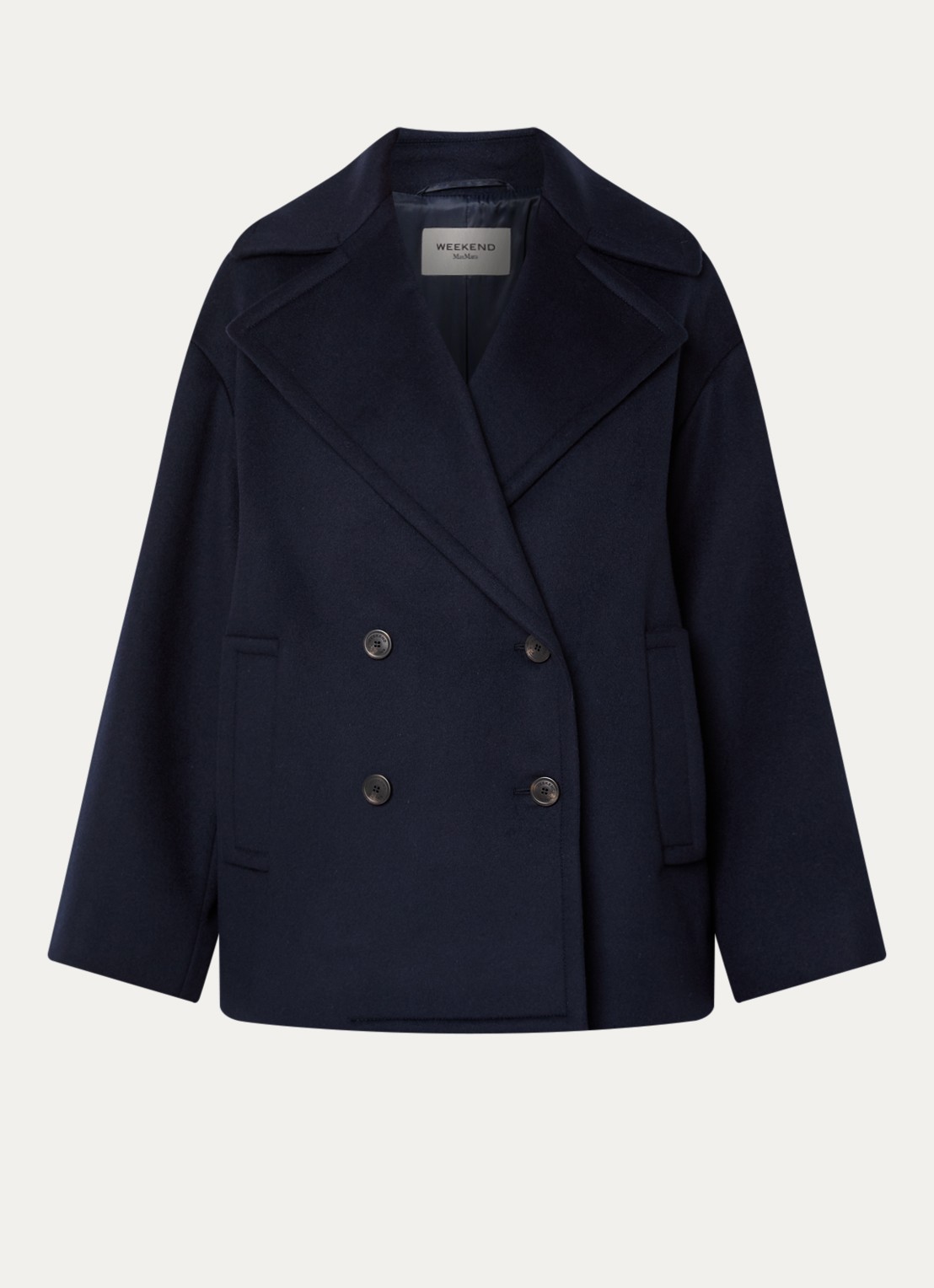 MaxMara Dalpe mantel van wol met steekzakken - voorkant donkerblauw